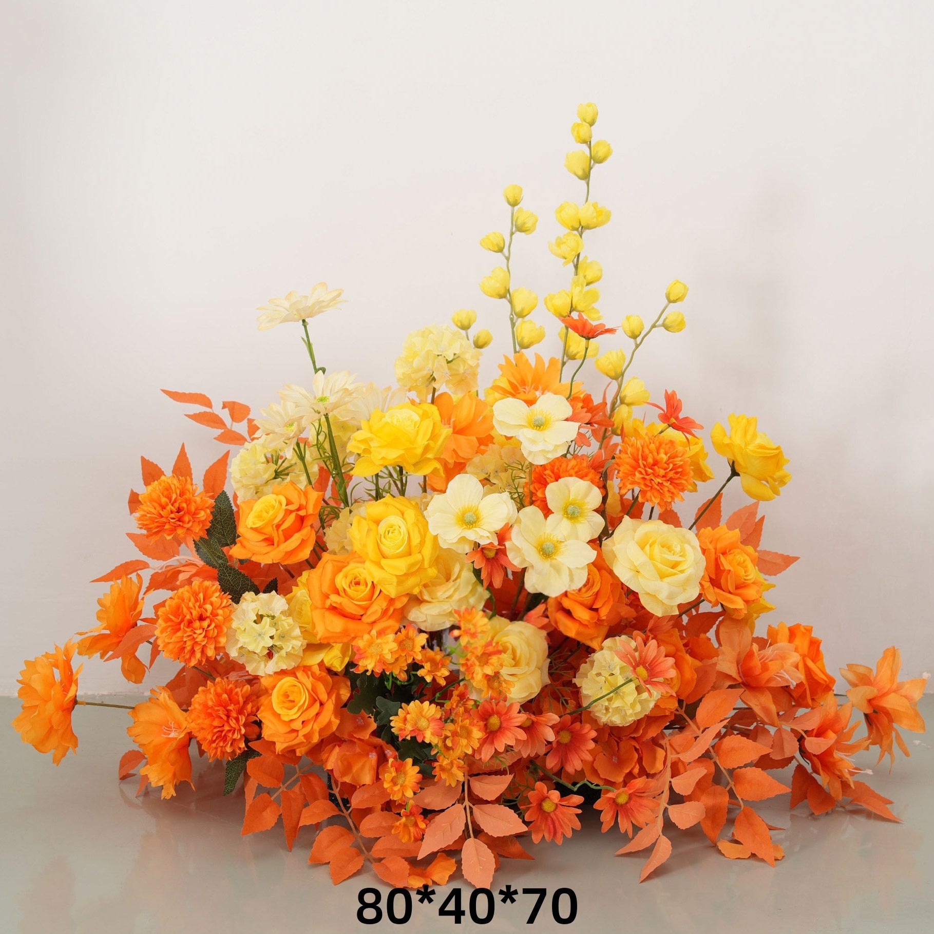 Configuración de flores artificiales inspiradas en la primavera – Conjunto de flores artificiales azules y amarillas para eventos FA-264