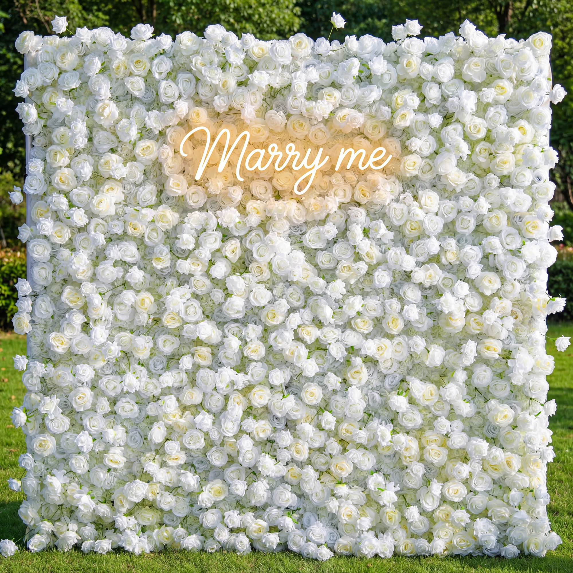 5Dホワイトローズロールアップフラワーウォールバックドロップ 結婚式&パーティーセレブレーションデコ VF-435