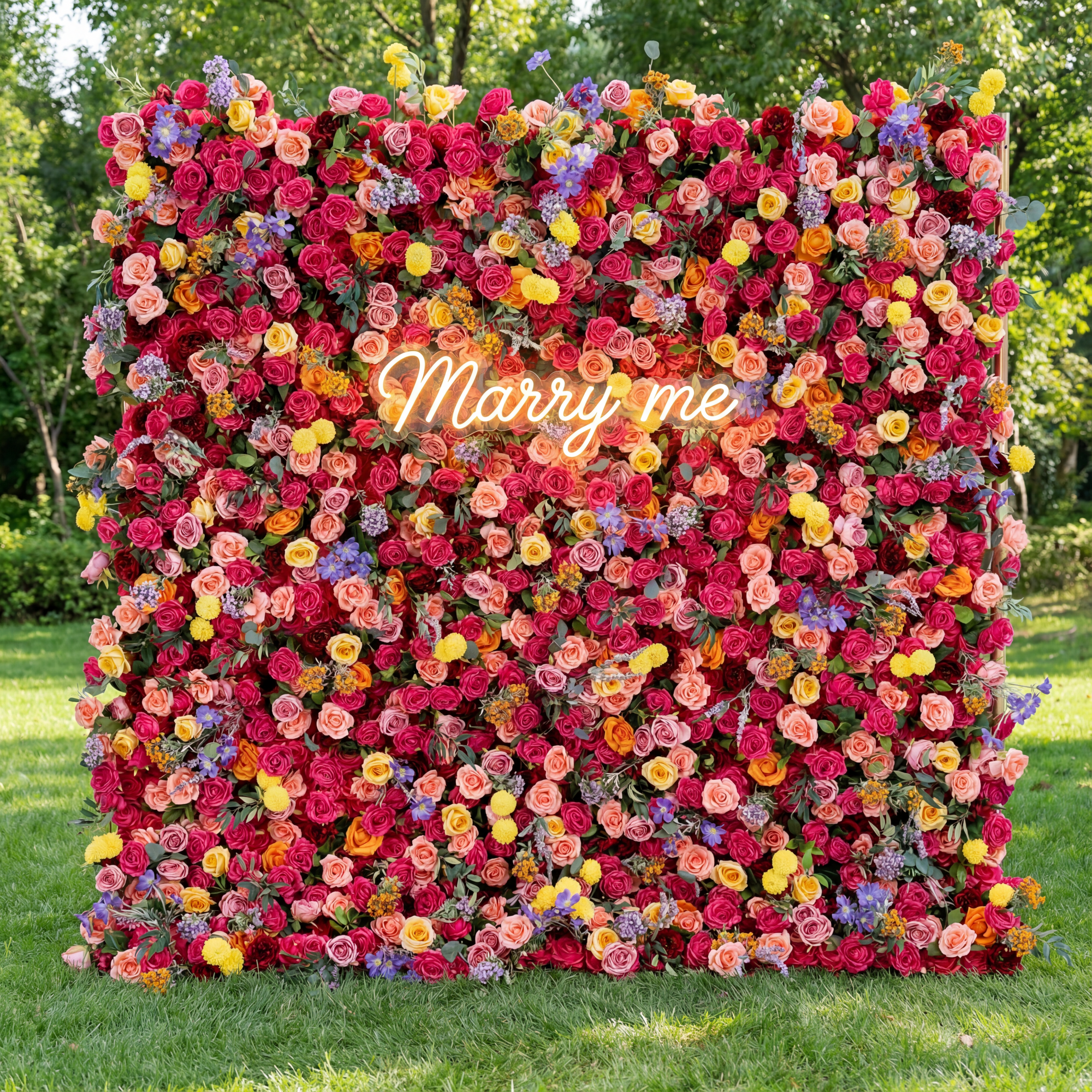 خلفية حائط من الزهور الصناعية الفاخرة – لوحة ورود حرير يدوية الصنع وزهور للزفاف والفعاليات وحفلات الزينة - VF-806