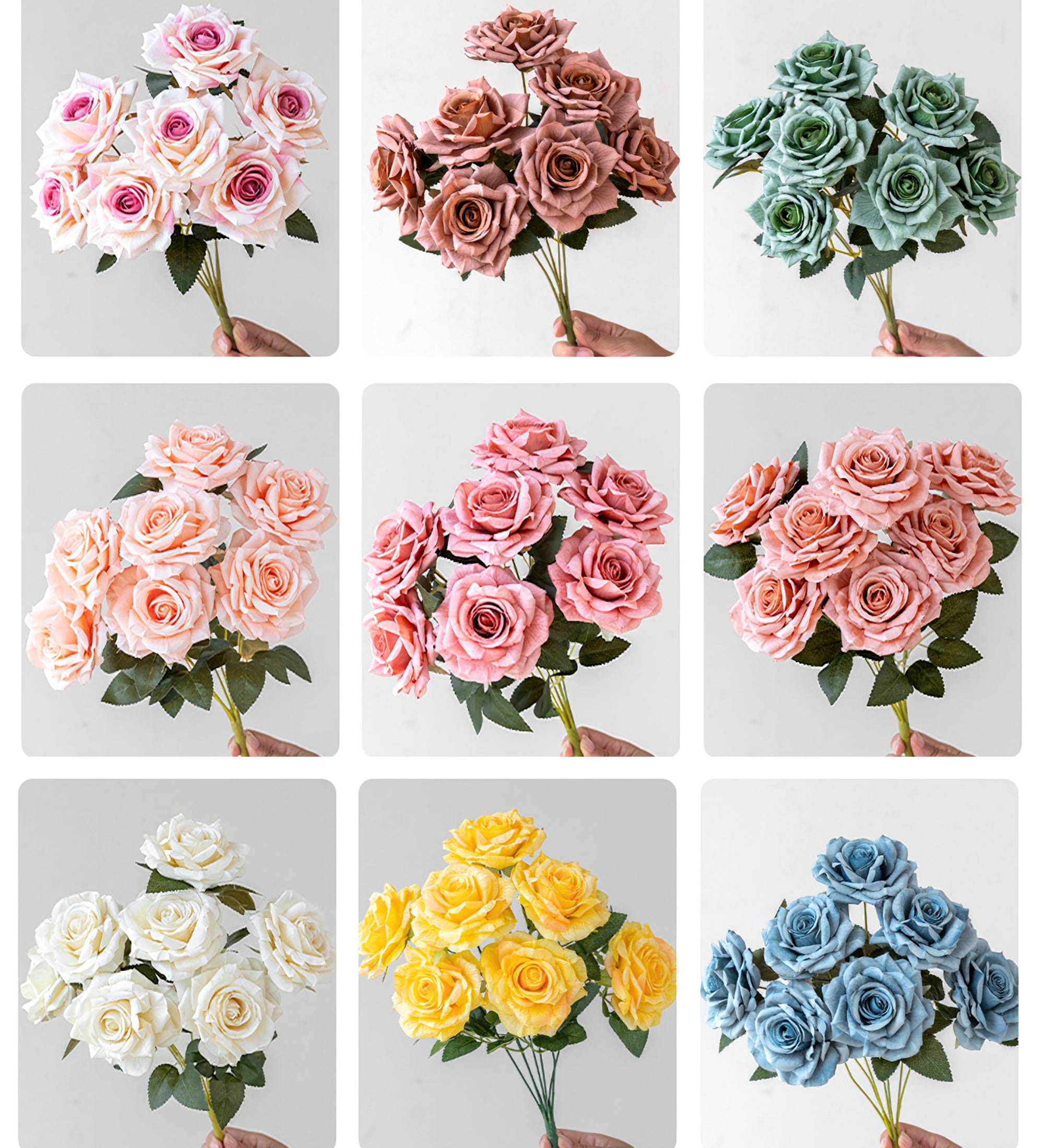 Elegant Silk Rose Bouquet - Lifelike Artificial Flowers