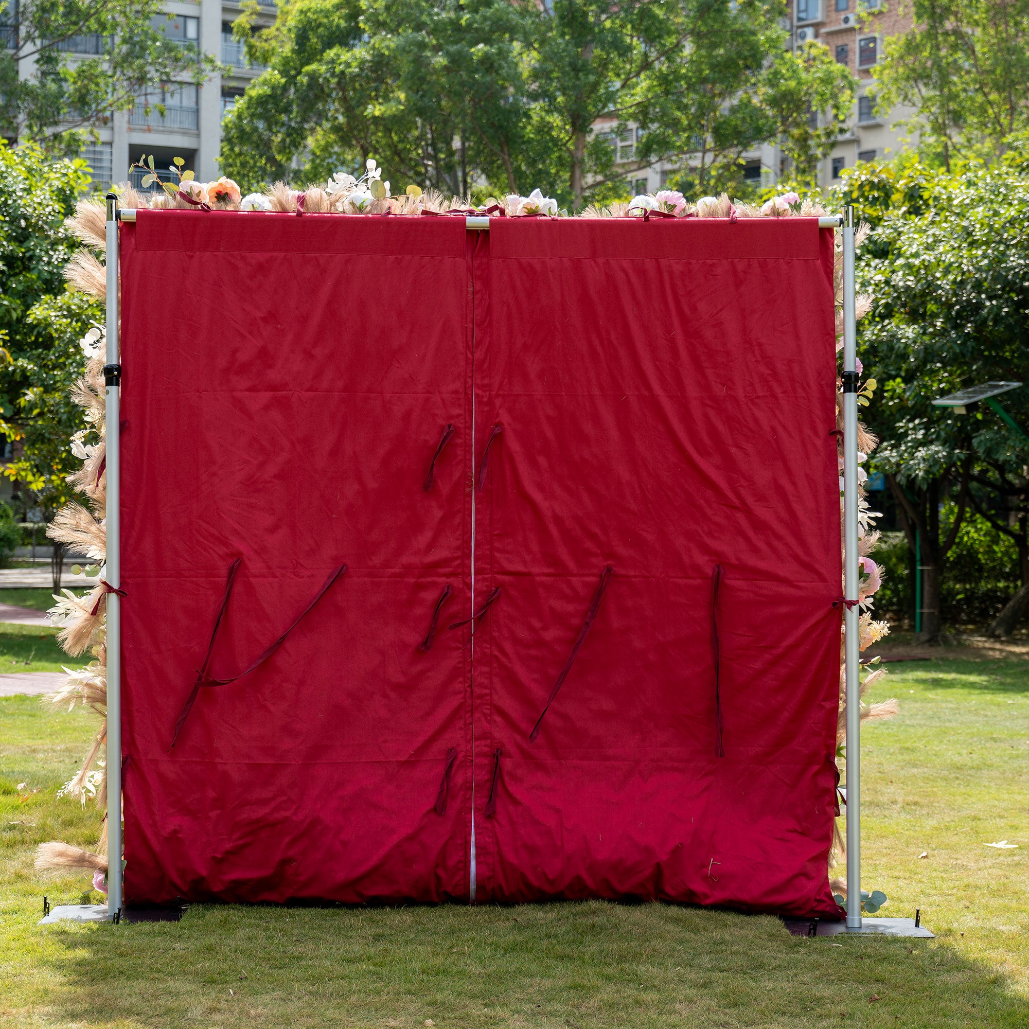 バラーフラワーロールアップファブリック人工花壁結婚式バックドロップ、フローラルパーティーデコレーション、イベントフォトグラフィー-VF-327-2