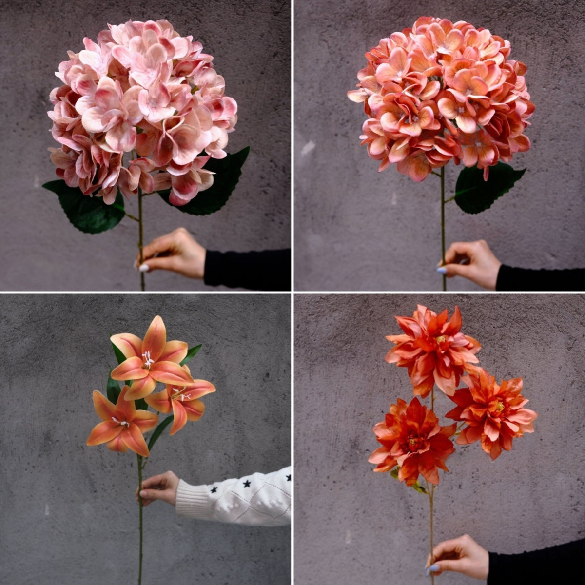 Autumn Orange Faux Flower Stem | Single Bloom for Seasonal Home Decor FS-1011A