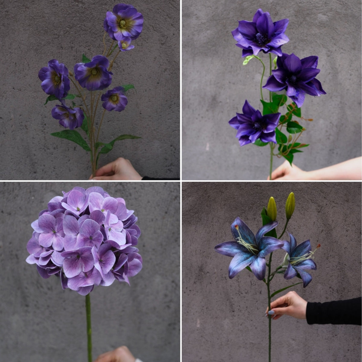 Purple Faux Flower Stem | Elegant Single Bloom for Home Decor Display FS-1004A