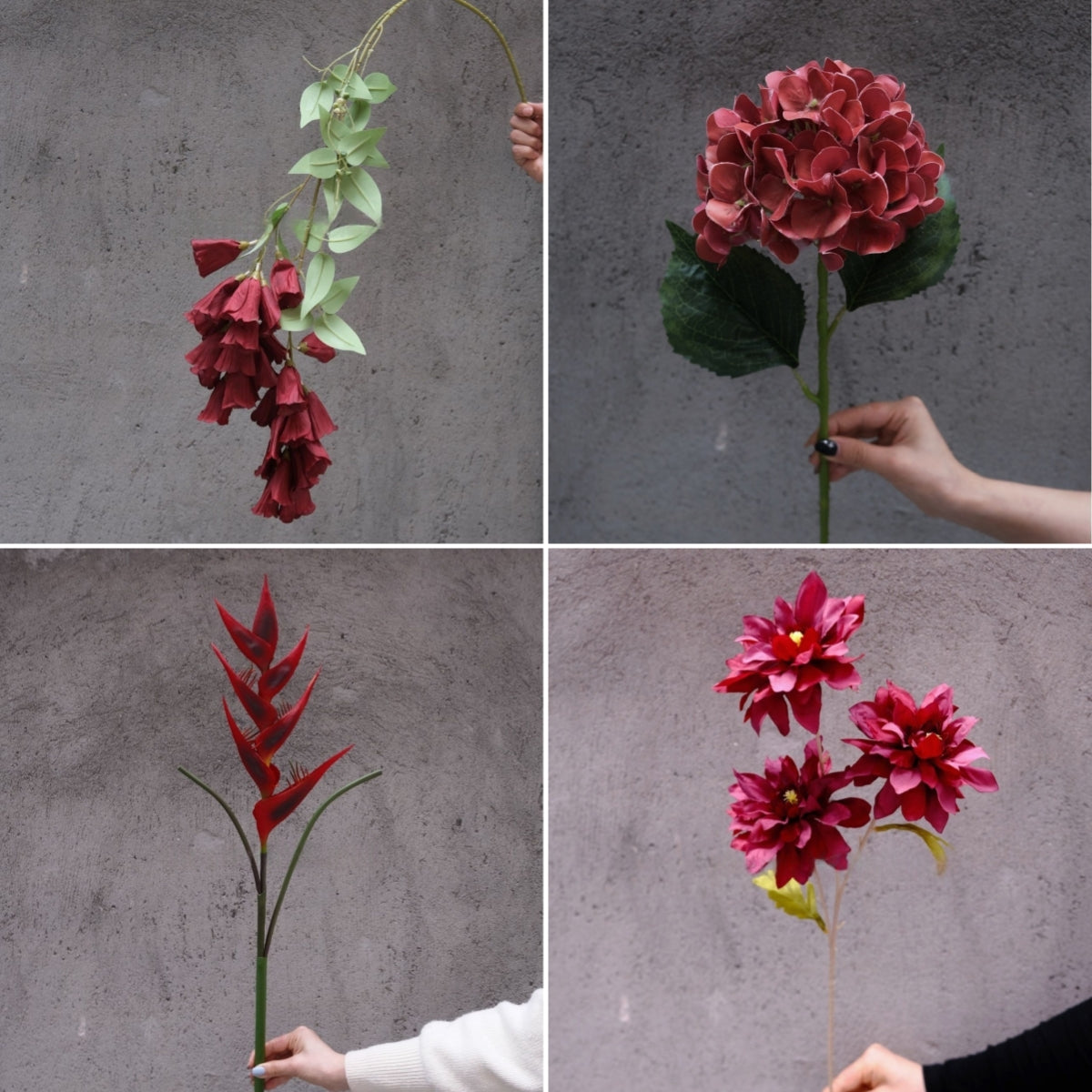 Burgundy Faux Flower Stem | Wine Red Single Bloom for Home Decor FS-1007A