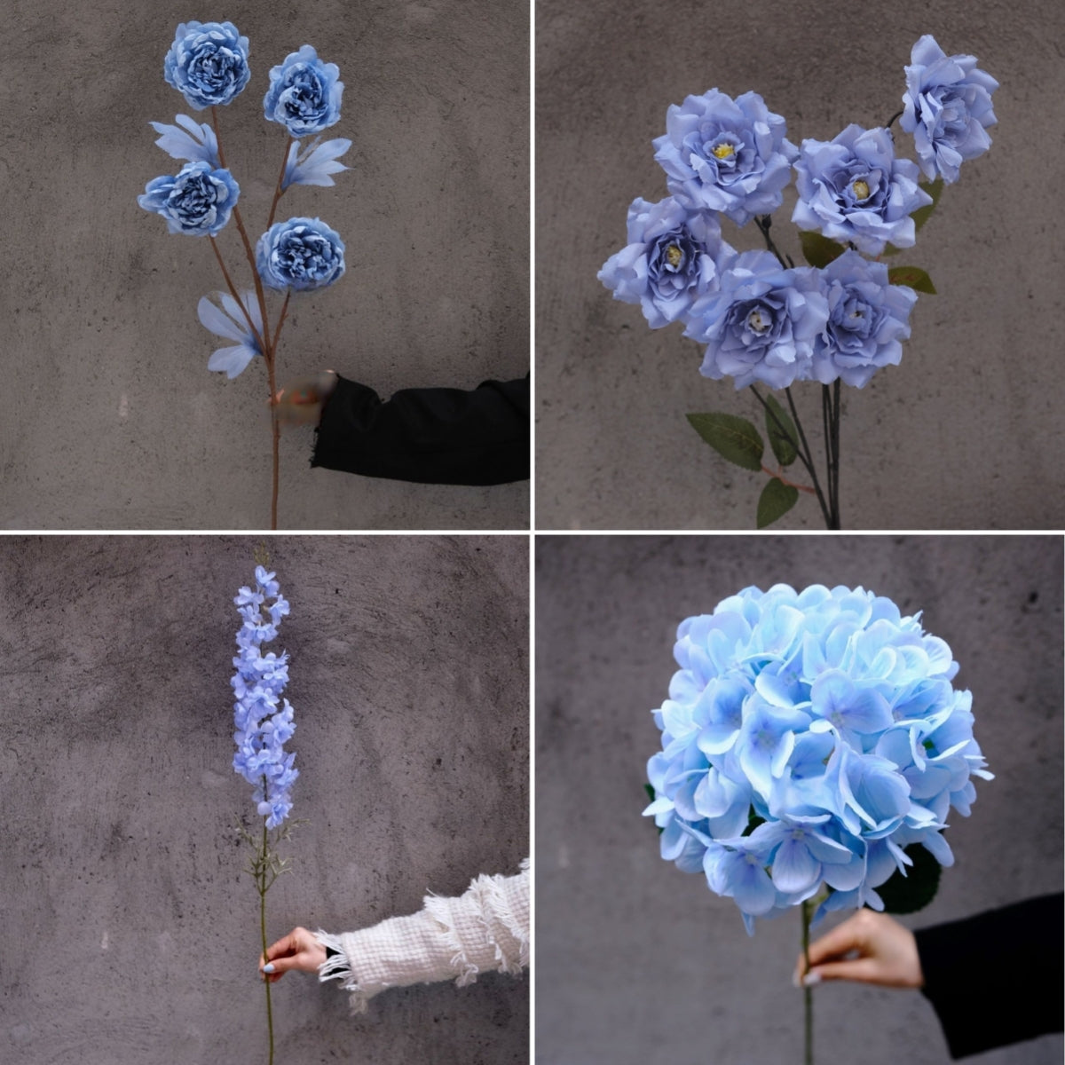 Sky Blue Faux Flower Stem | Elegant Single Bloom for Home Decor FS-1009A