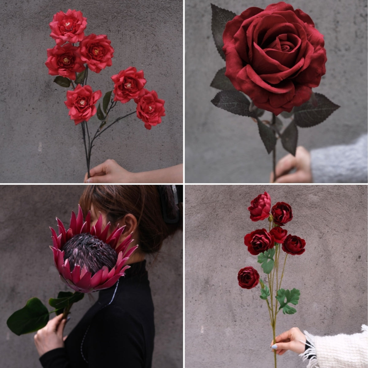 Schwarz-rosa Kunstblumen-Set – Moderne Geburtstagsparty-Hintergrunddekoration mit Kunstblumenarrangement FA-255