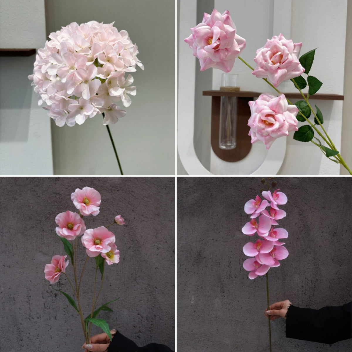 Pink Faux Flower Stems | Single Artificial Blooms for Home Decor & Weddings FS-1002A