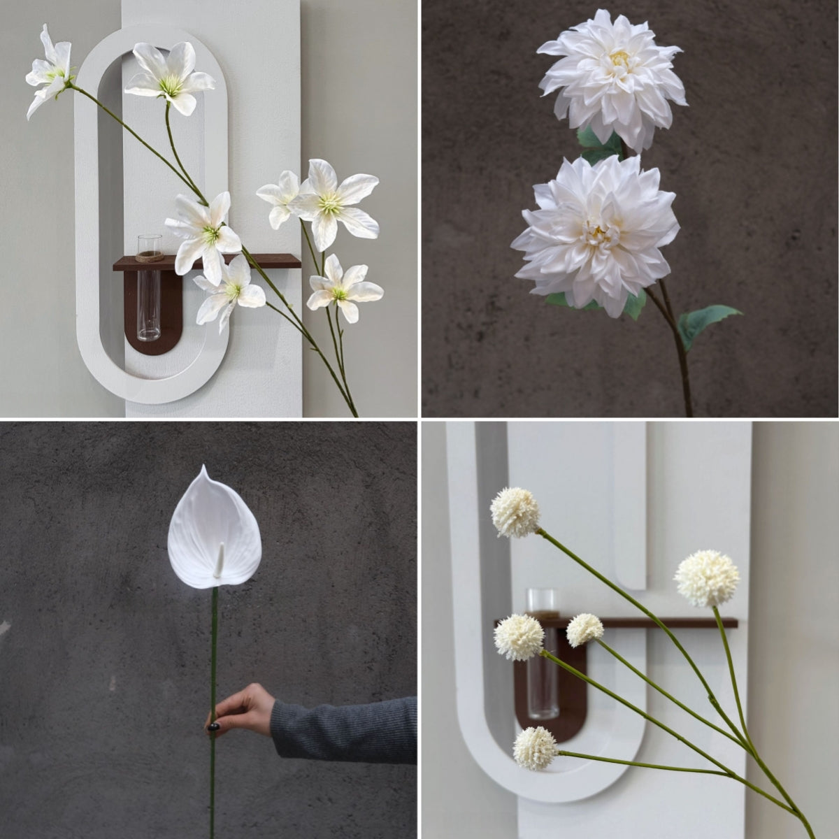 White Faux Flower Stems | Minimalist Single Bloom for Home Decor & Styling FS-1003A