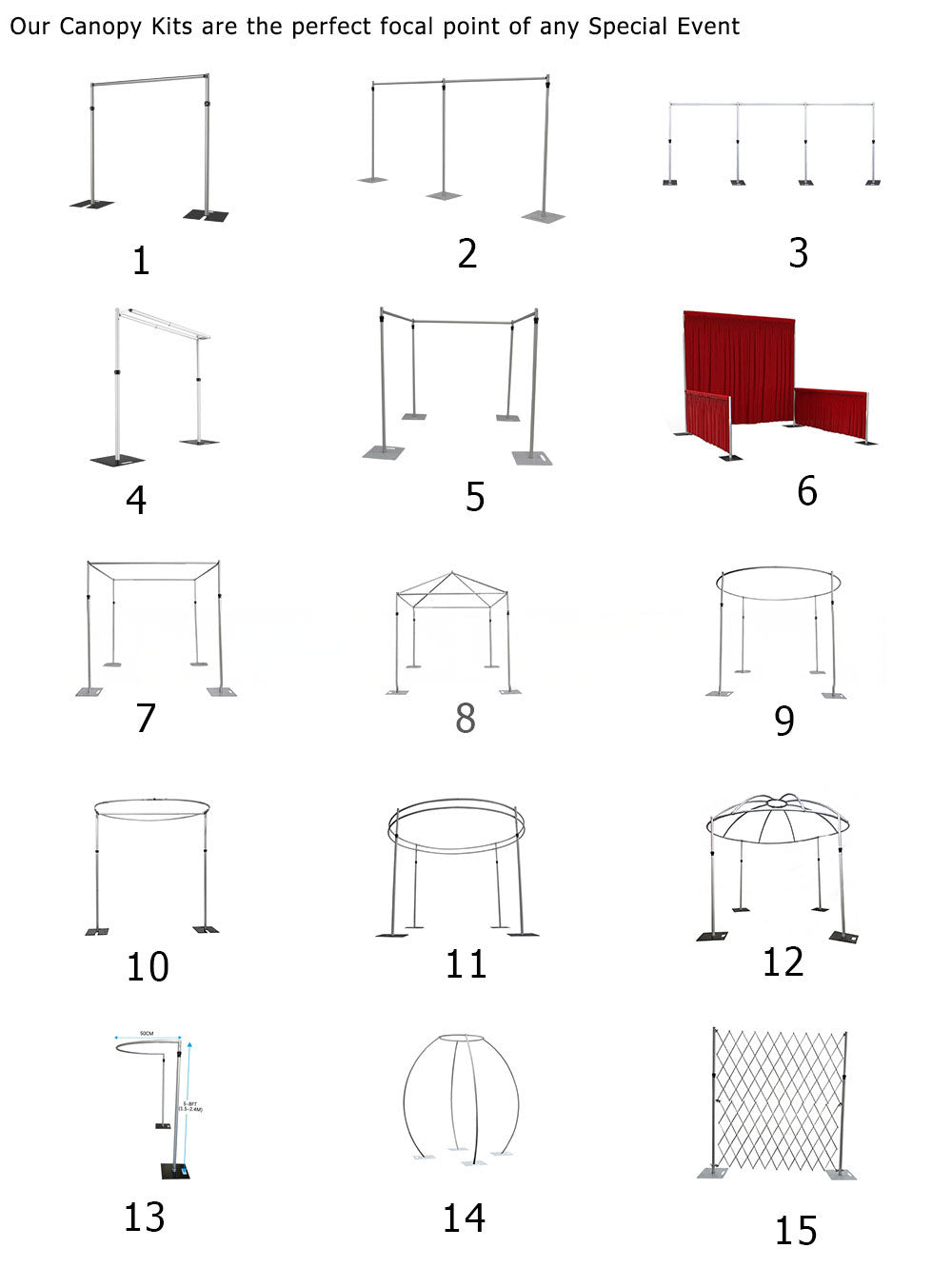 طقم كامل من الأجهزة لغطاء الحافة القابل للتعديل من الألمنيوم ValarFlower - حامل خلفية الزفاف مثالي لجدران الزهور القماشية، خلفيات الزفاف، وزينة الفعاليات