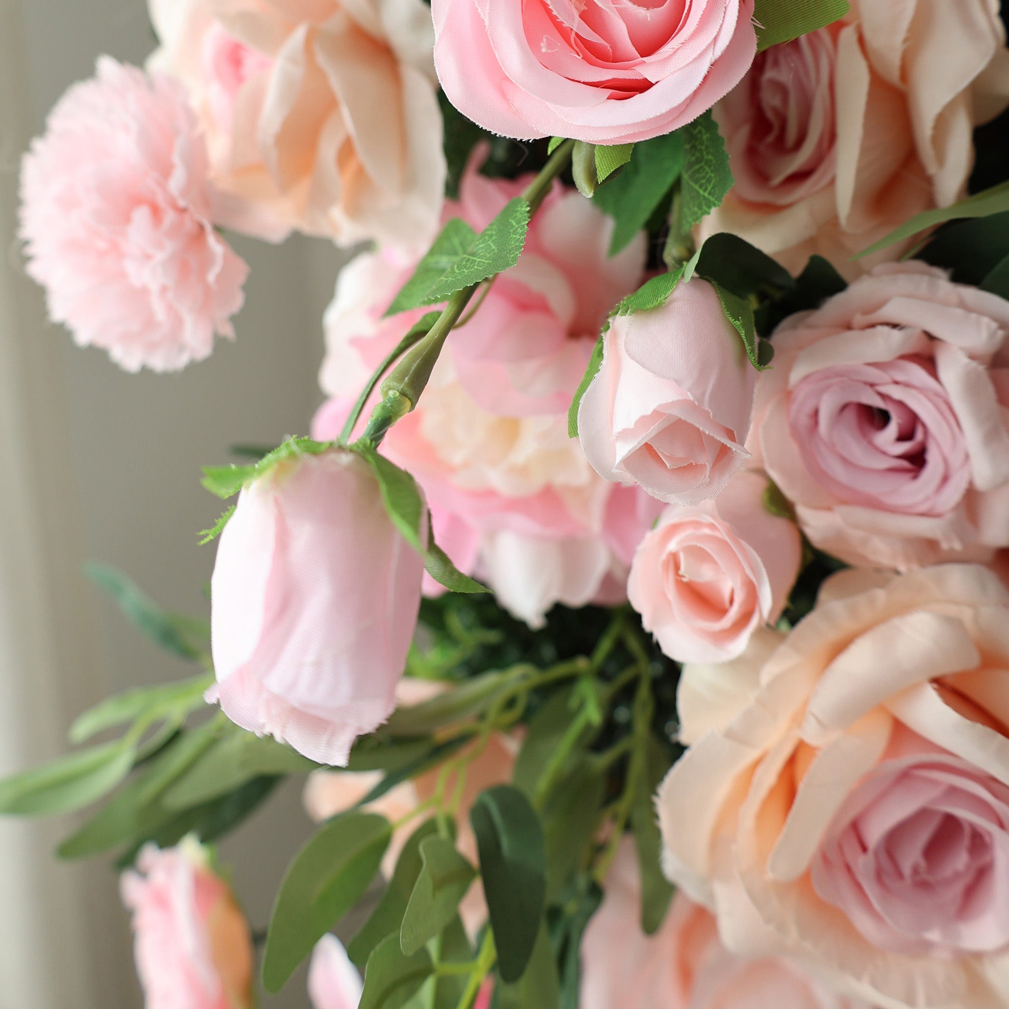 결혼식 및 파티 축하 장식을 위한 5D 핑크 로즈 롤업 꽃 벽 배경 VF-501