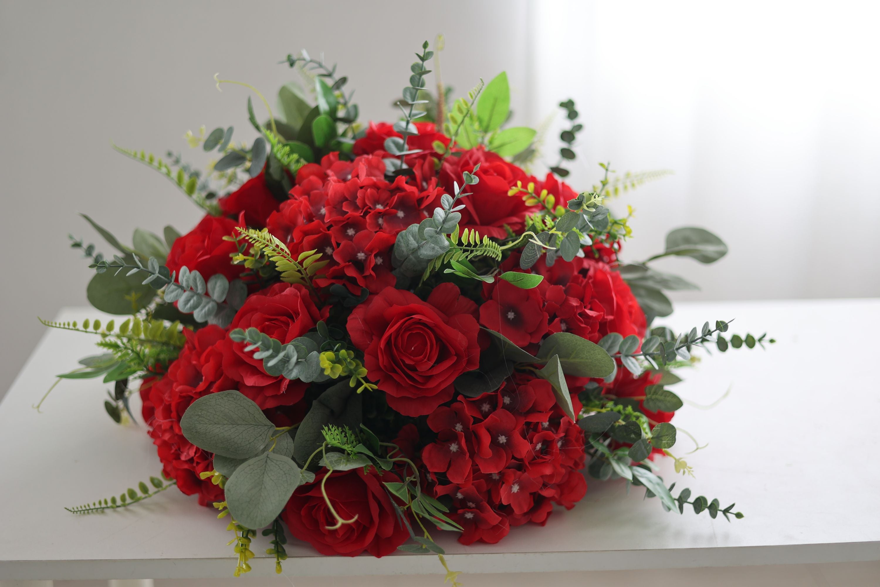 Luxurious Blossom Bouquet featuring premium red and white roses with lush greenery accents VF-0086