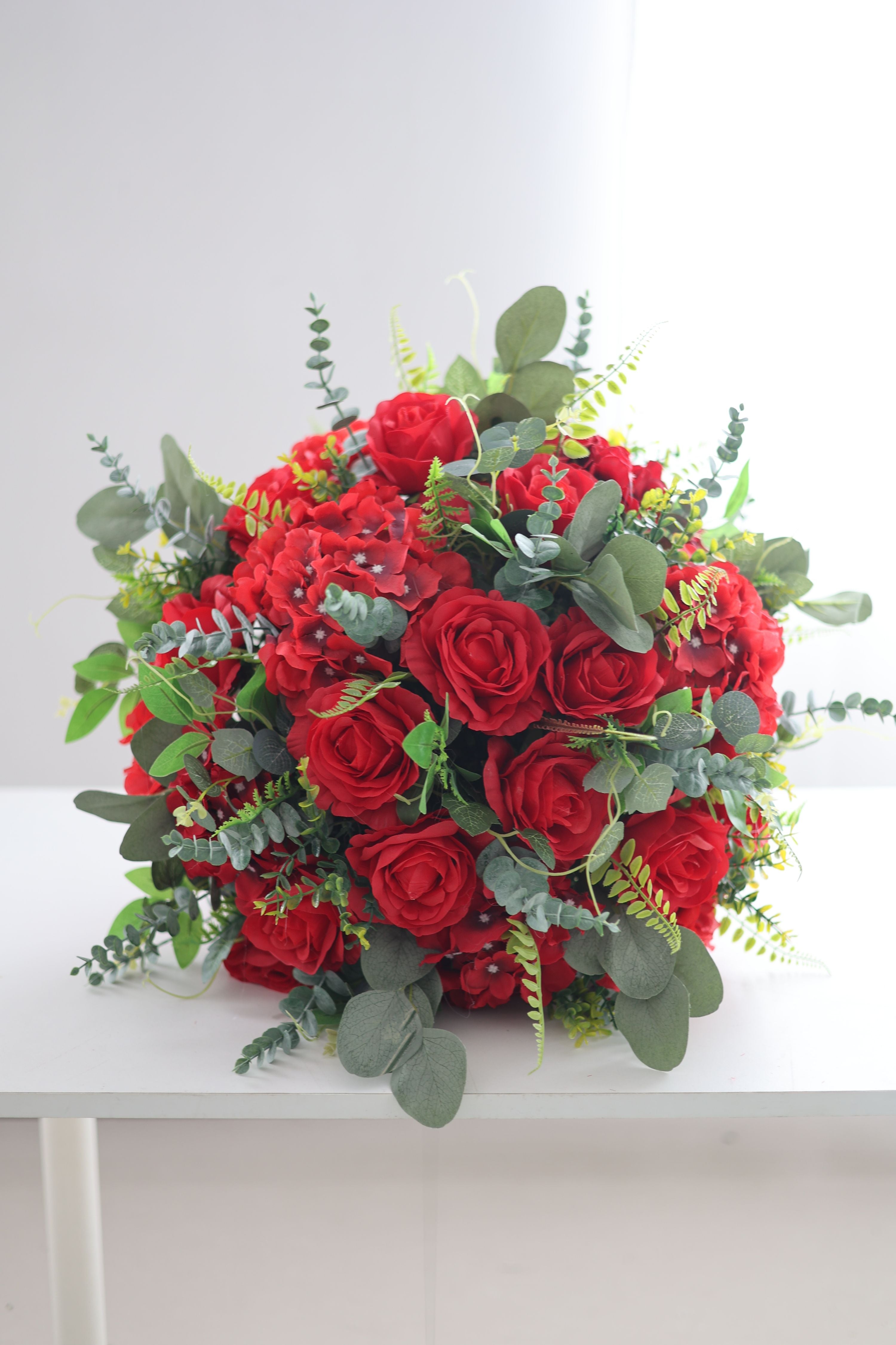 Luxurious Blossom Bouquet featuring premium red and white roses with lush greenery accents VF-0080