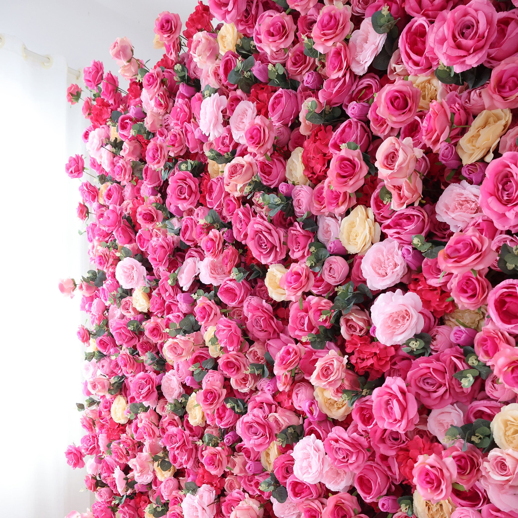 5Dピンクローズロールアップフラワーウォールバックドロップ 結婚式&パーティーセレブレーションデコ VF-501