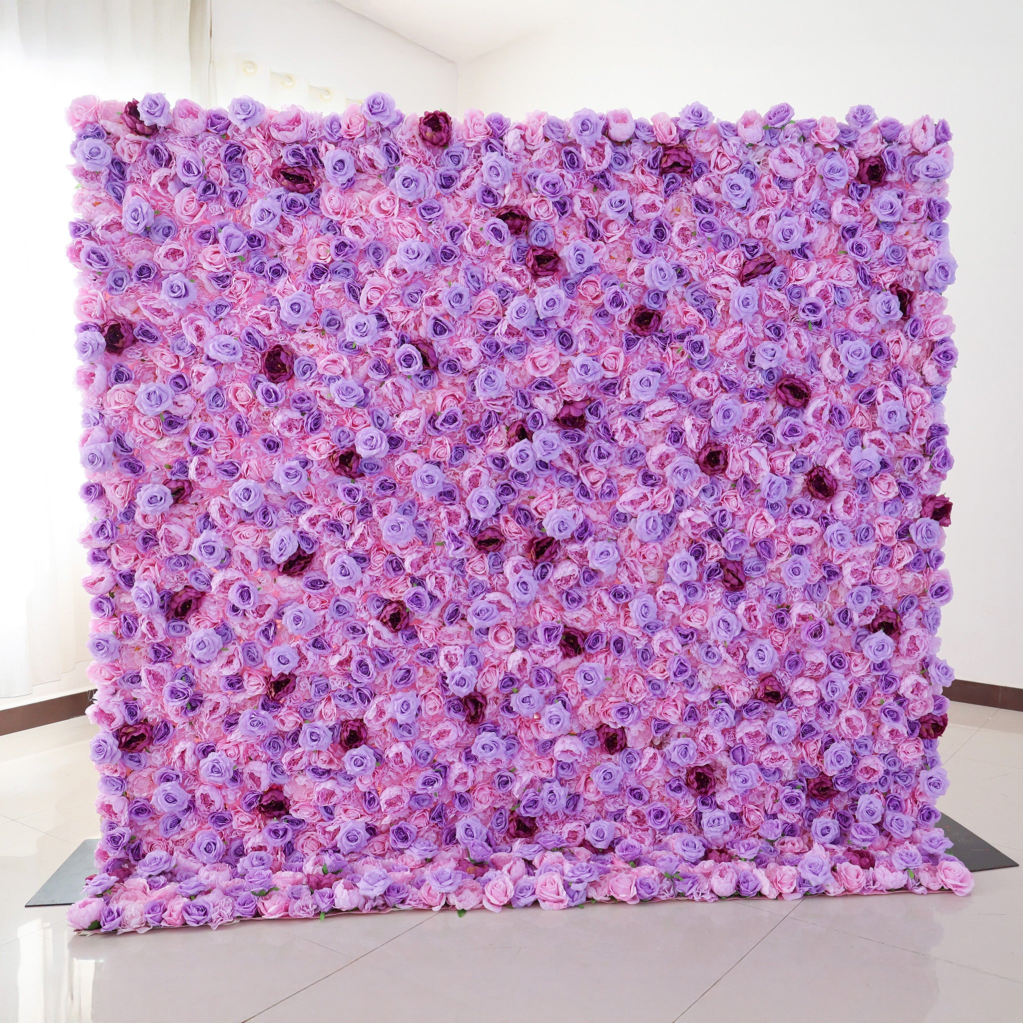 결혼식 및 파티 축하 장식을 위한 5D 핑크 로즈 롤업 꽃 벽 배경 VF-501