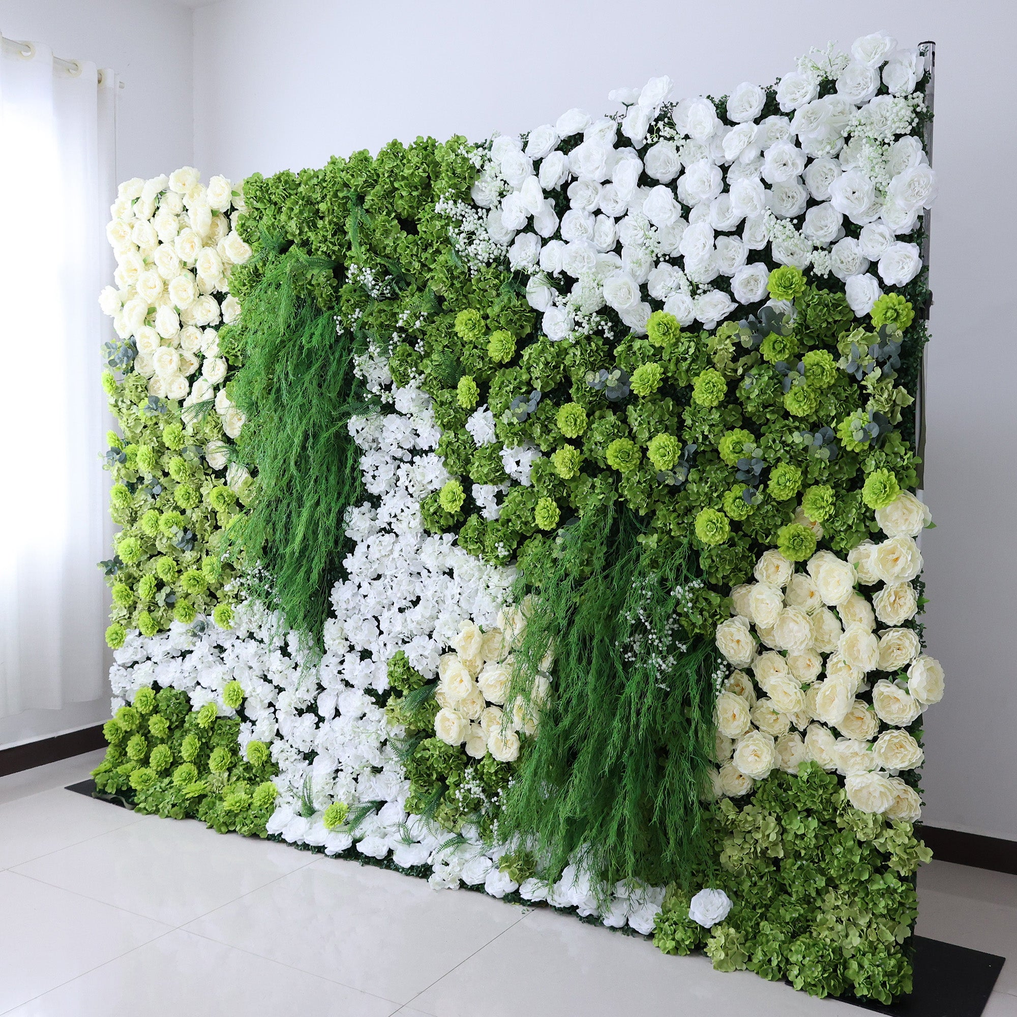 결혼식 및 파티 축하 장식을 위한 5D 핑크 로즈 롤업 꽃 벽 배경 VF-501