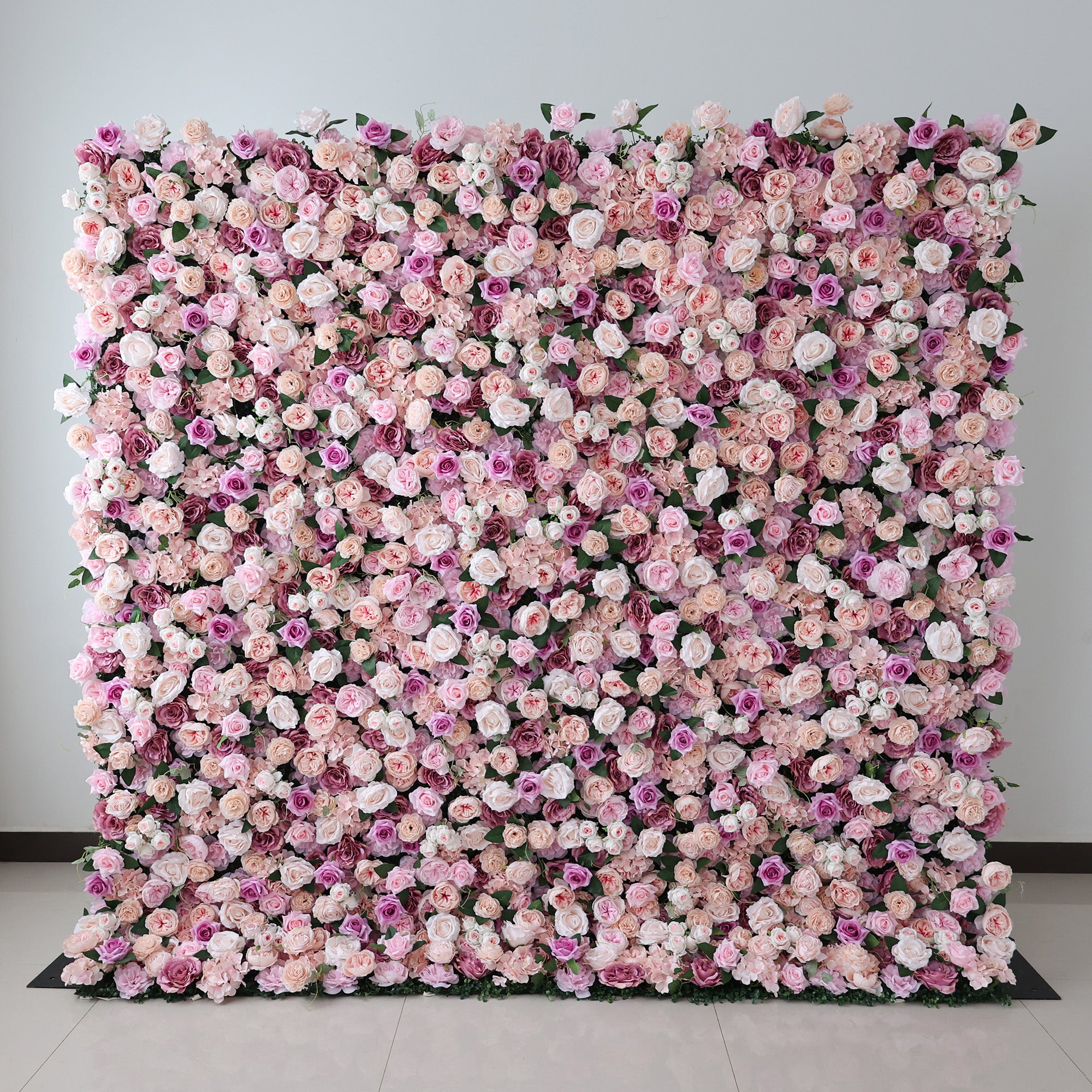 결혼식 및 파티 축하 장식을 위한 5D 핑크 로즈 롤업 꽃 벽 배경 VF-501