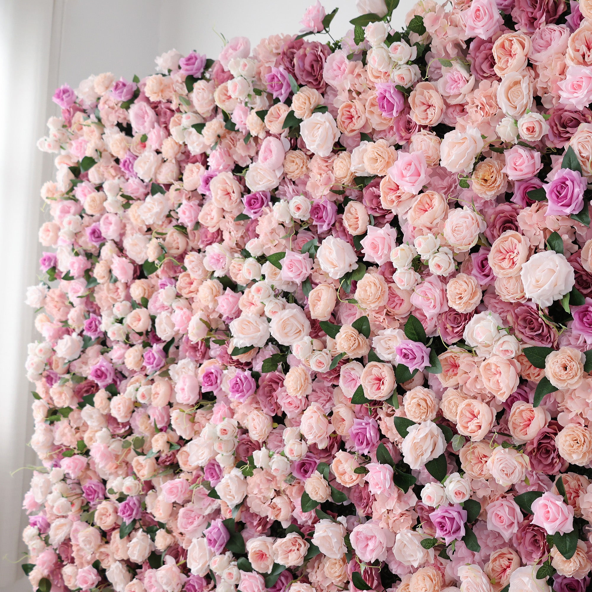5Dピンクローズロールアップフラワーウォールバックドロップ 結婚式&パーティーセレブレーションデコ VF-501