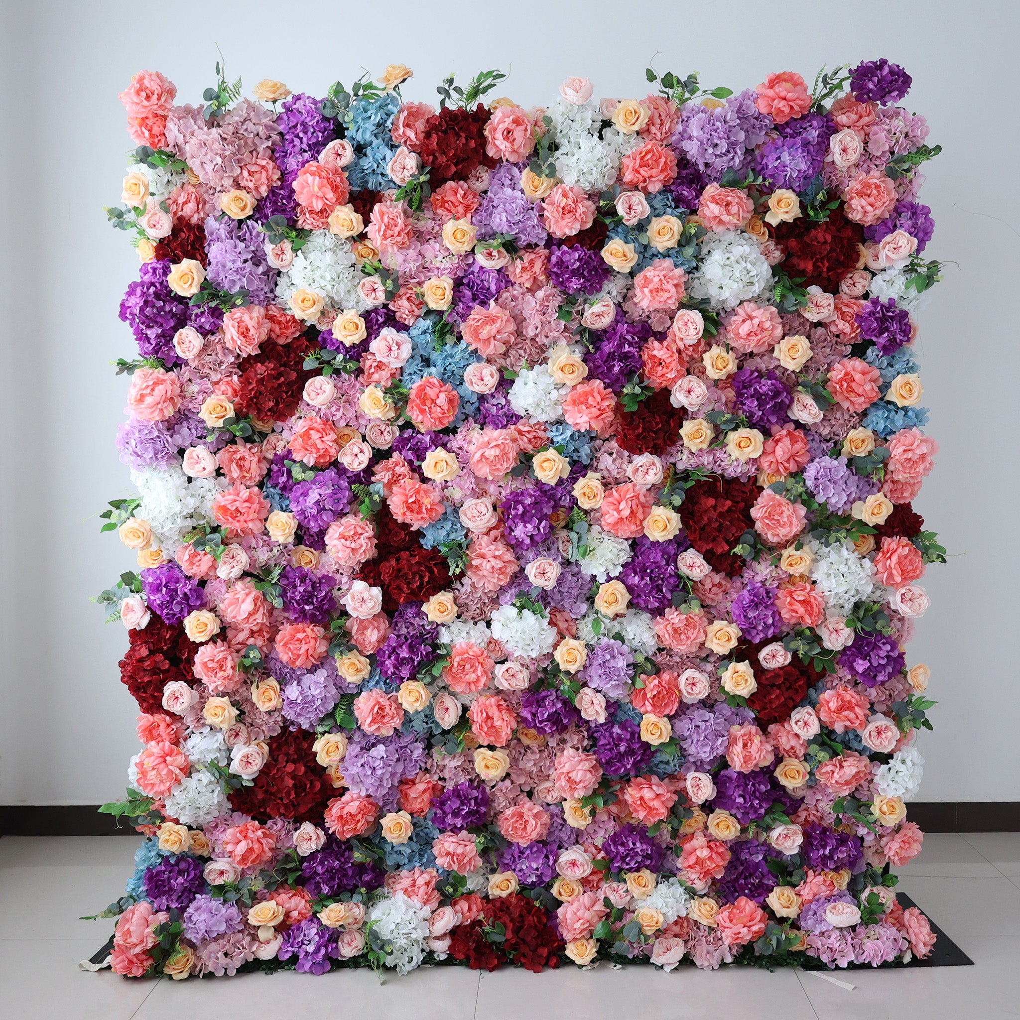 결혼식 및 파티 축하 장식을 위한 5D 핑크 로즈 롤업 꽃 벽 배경 VF-501