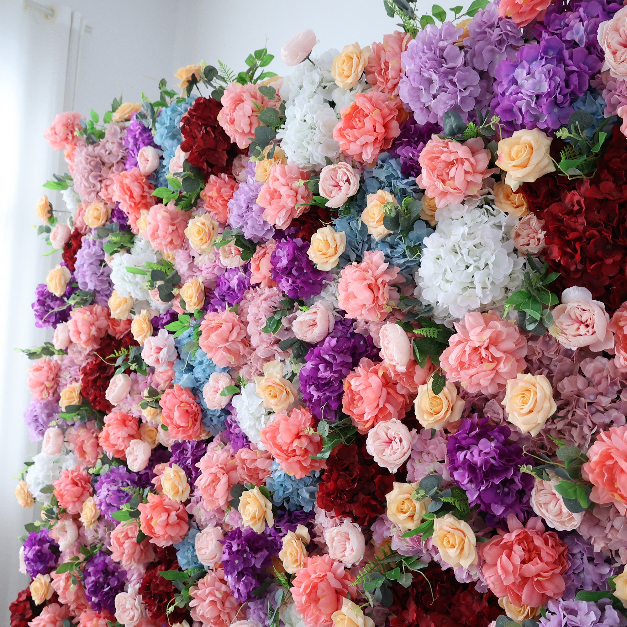 결혼식 및 파티 축하 장식을 위한 5D 핑크 로즈 롤업 꽃 벽 배경 VF-501