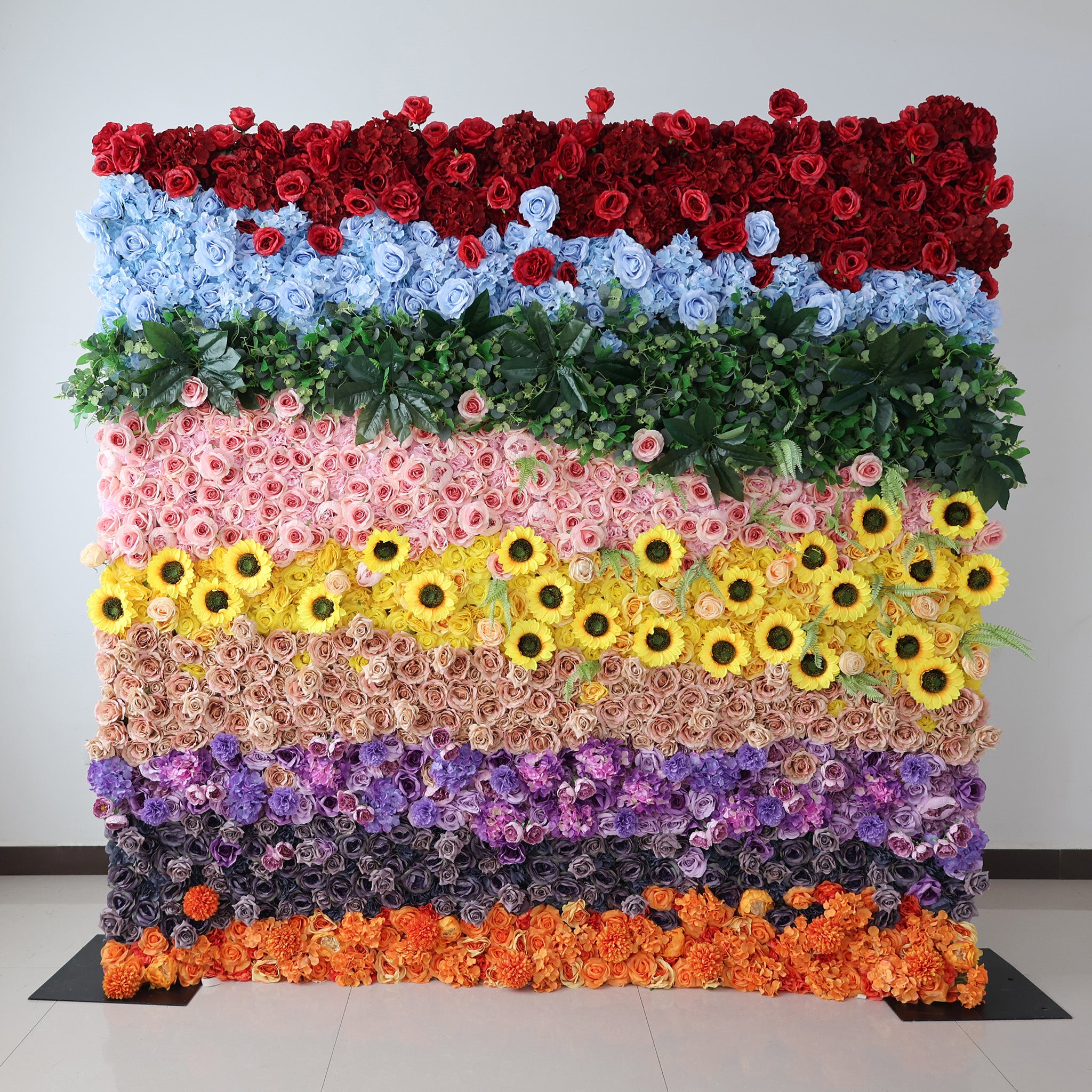 결혼식 및 파티 축하 장식을 위한 5D 핑크 로즈 롤업 꽃 벽 배경 VF-501