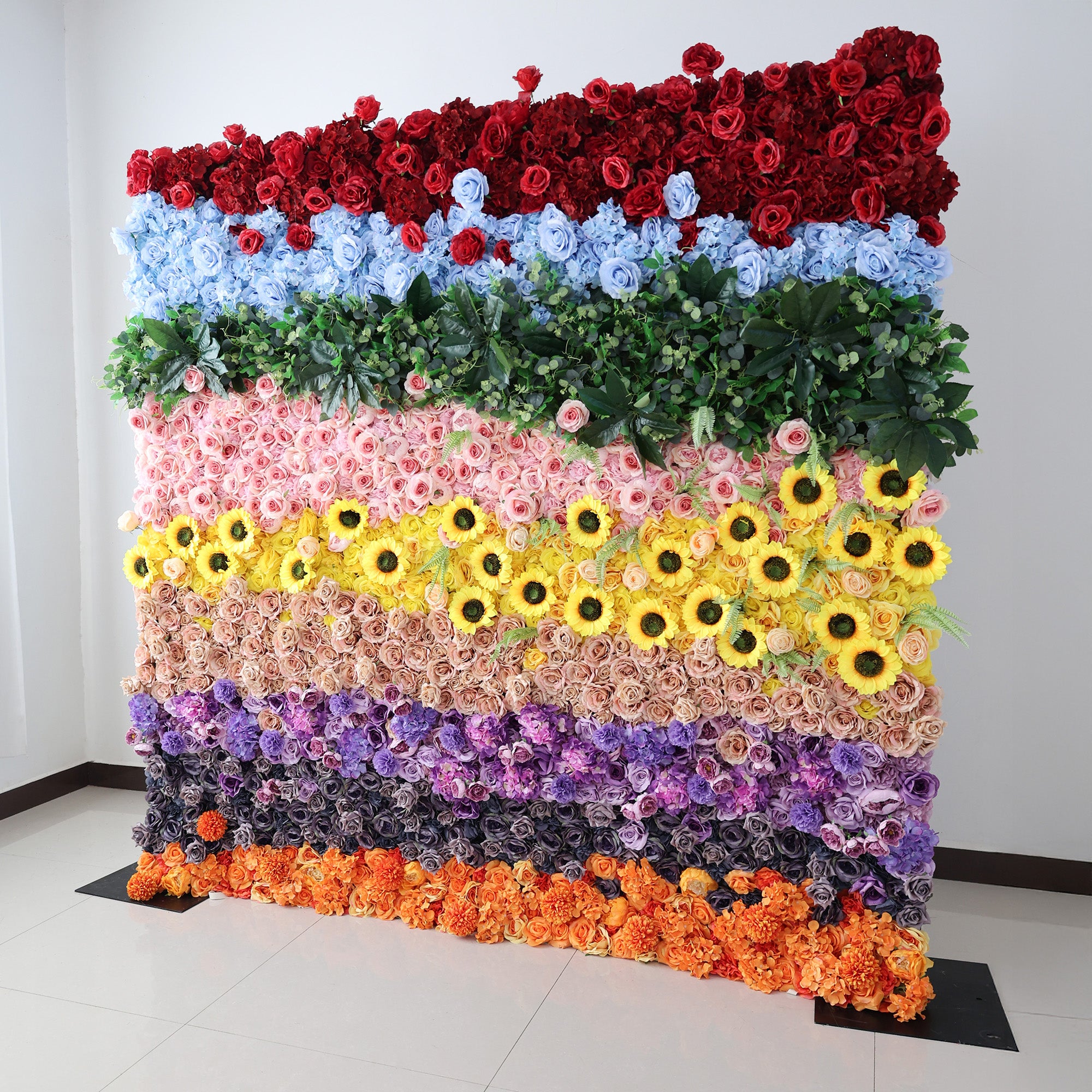 결혼식 및 파티 축하 장식을 위한 5D 핑크 로즈 롤업 꽃 벽 배경 VF-501