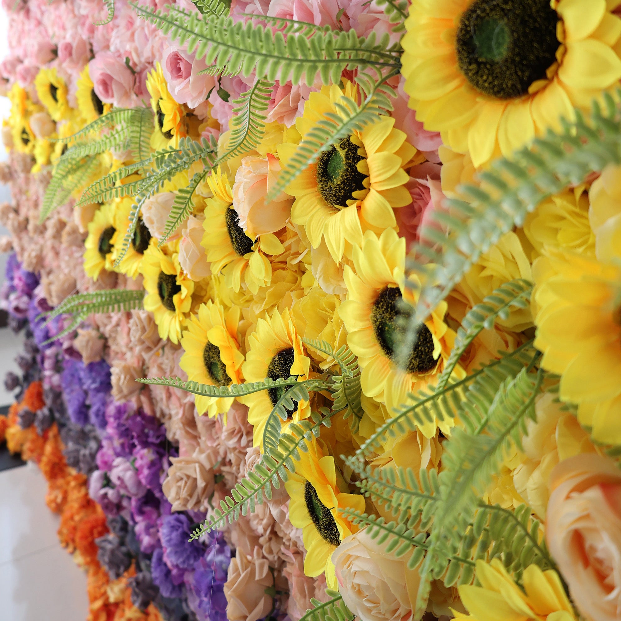 결혼식 및 파티 축하 장식을 위한 5D 핑크 로즈 롤업 꽃 벽 배경 VF-501