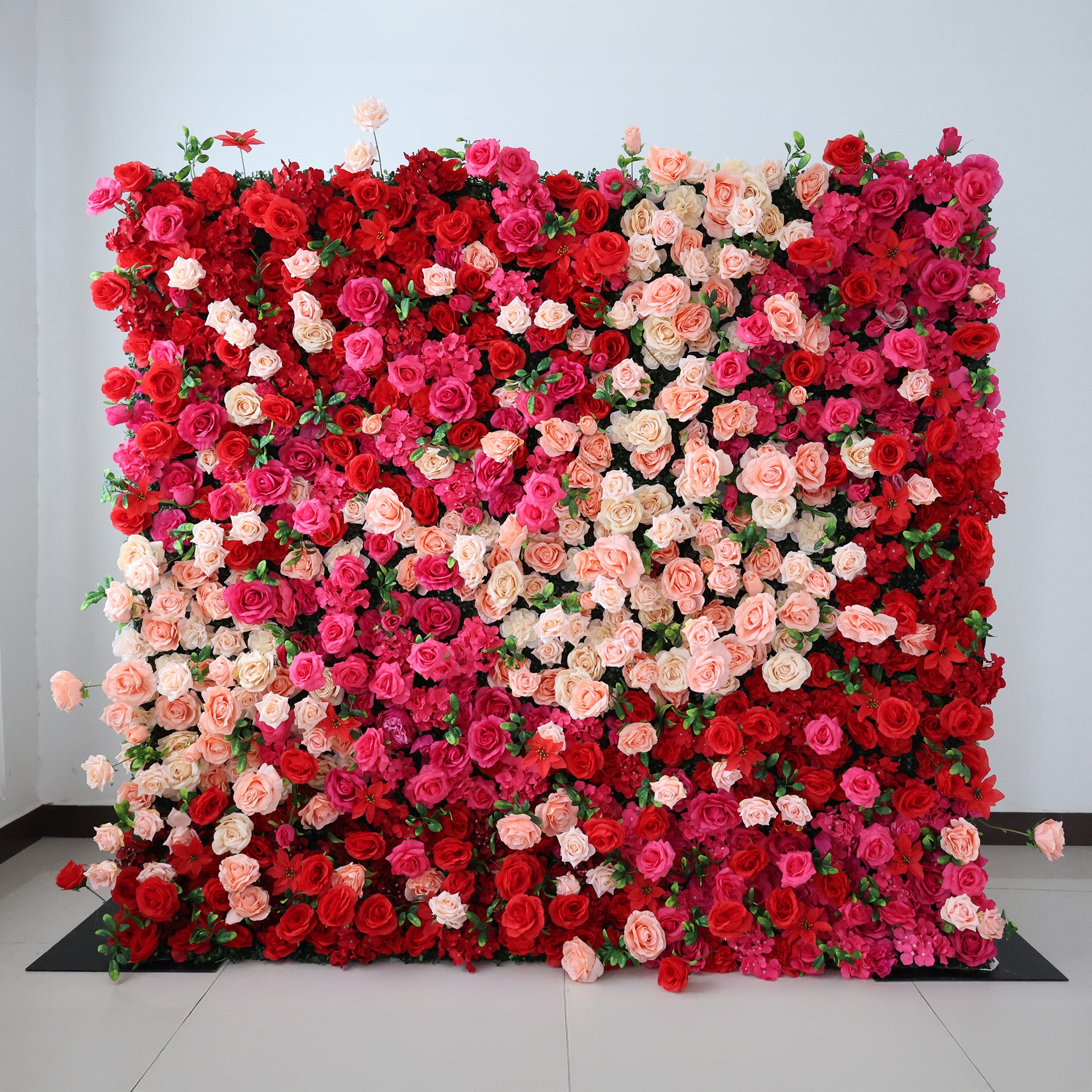 결혼식 및 파티 축하 장식을 위한 5D 핑크 로즈 롤업 꽃 벽 배경 VF-501
