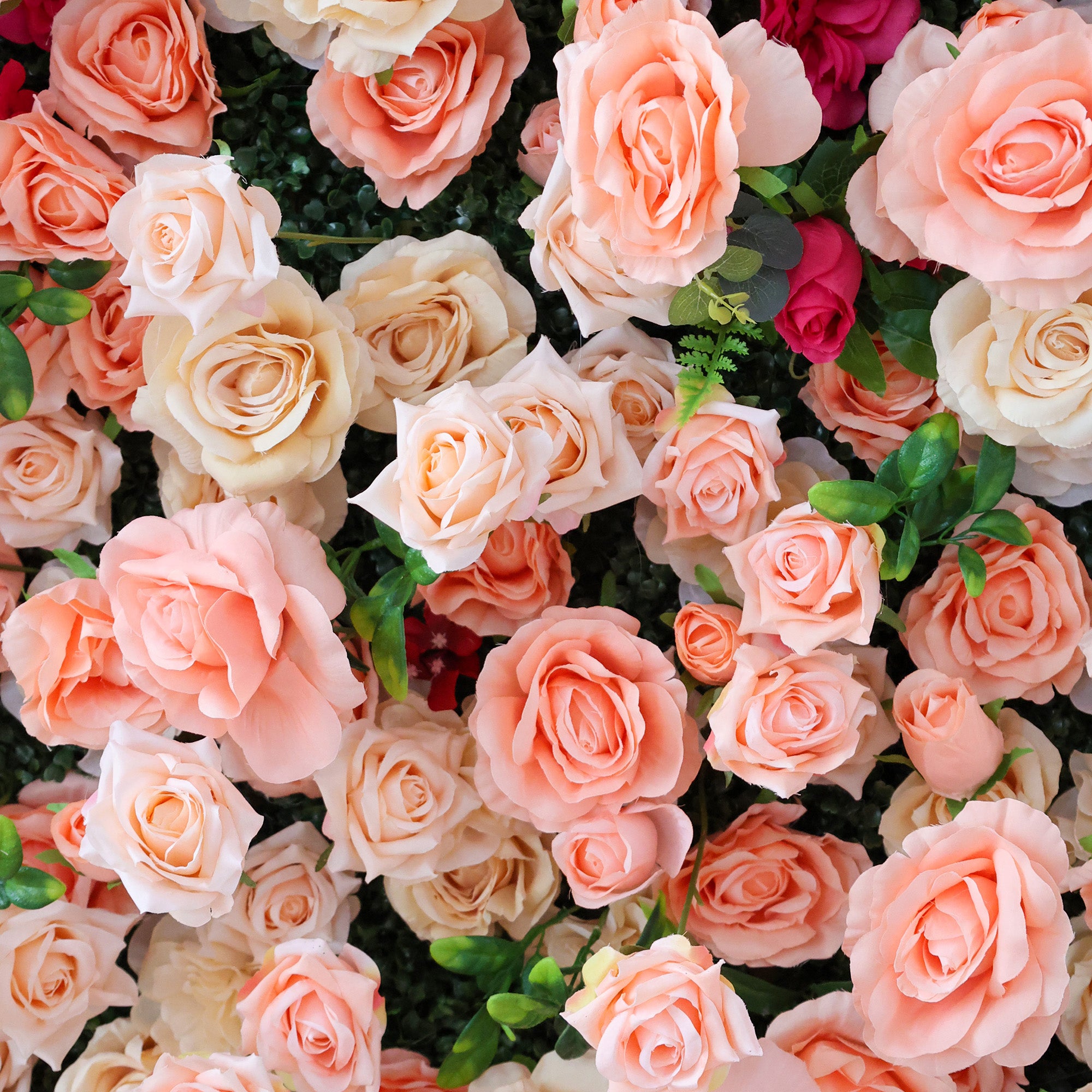 결혼식 및 파티 축하 장식을 위한 5D 핑크 로즈 롤업 꽃 벽 배경 VF-501