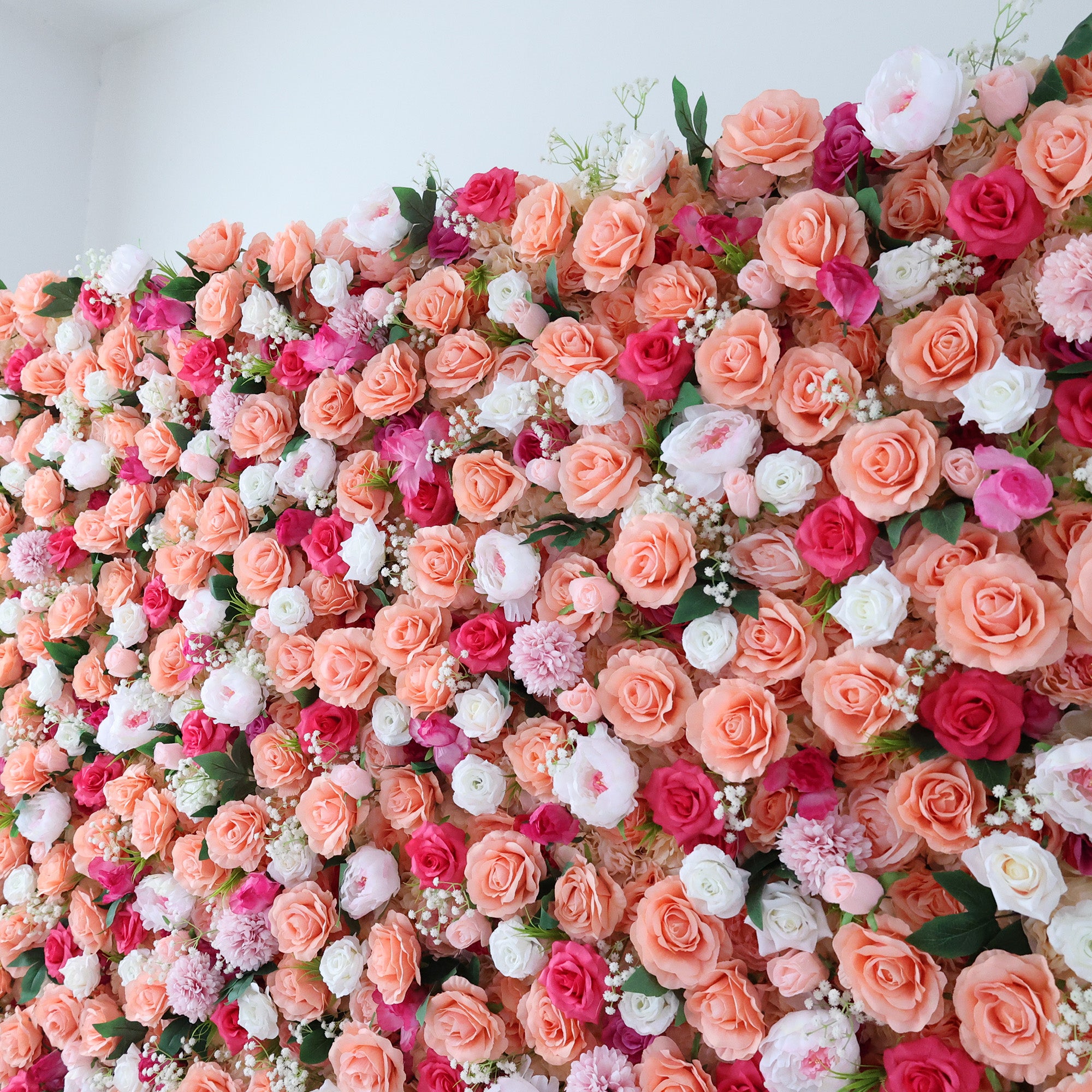 5Dピンクローズロールアップフラワーウォールバックドロップ 結婚式&パーティーセレブレーションデコ VF-501