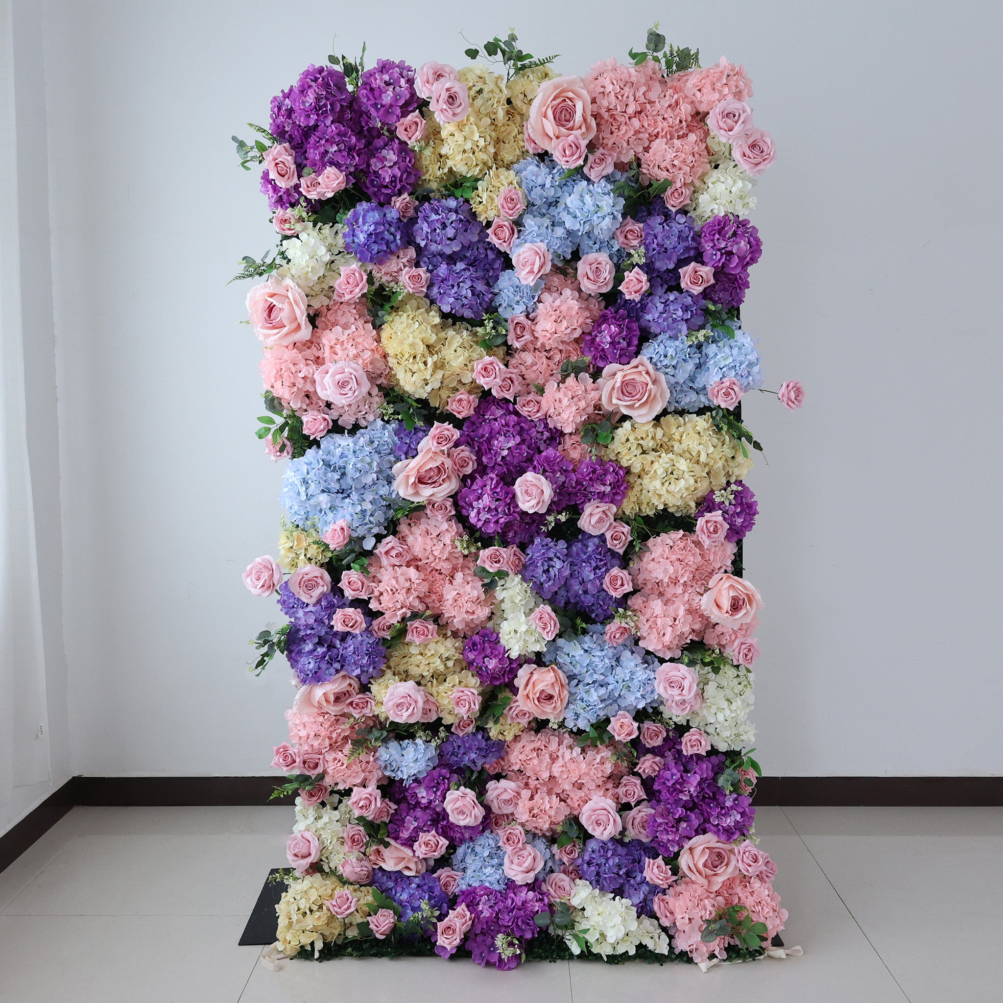 결혼식 및 파티 축하 장식을 위한 5D 핑크 로즈 롤업 꽃 벽 배경 VF-501