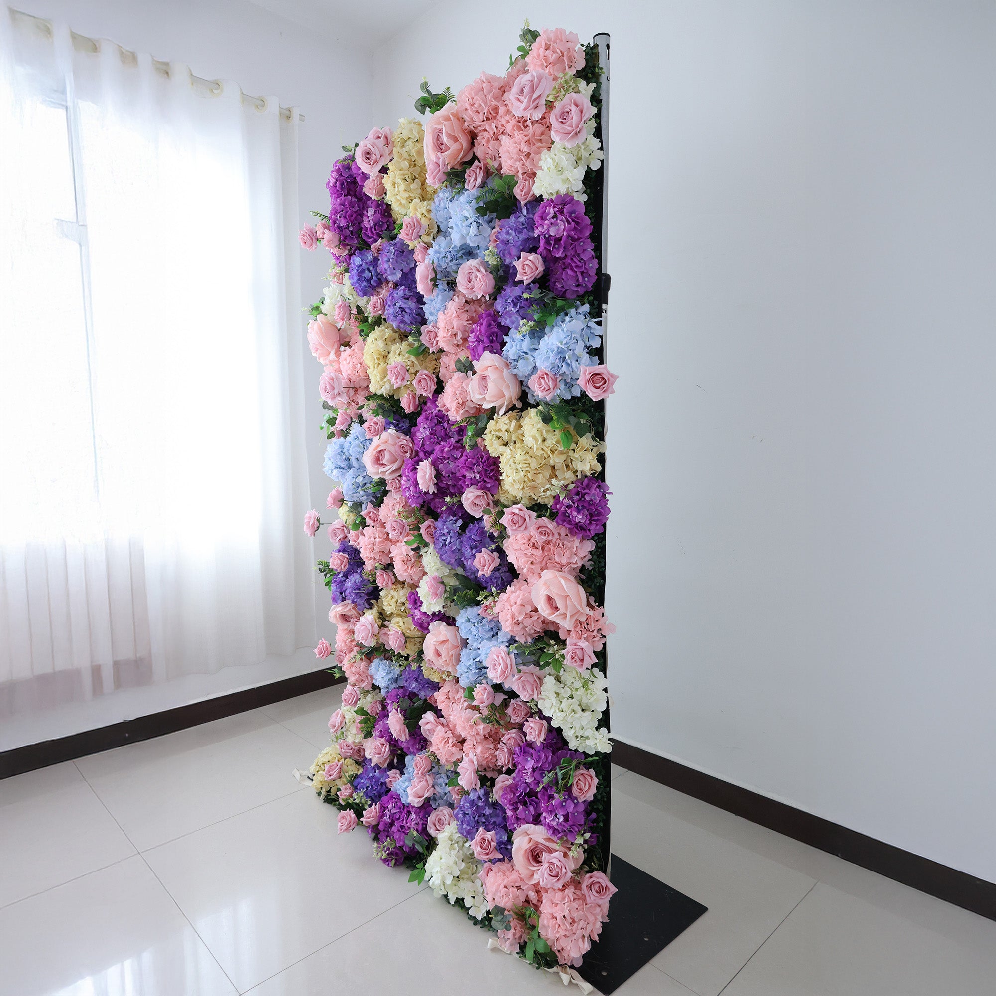 خلفية جدارية مزينة بوردة وردية ثلاثية الأبعاد قابلة للطي للاحتفالات وحفلات الزفاف VF-501