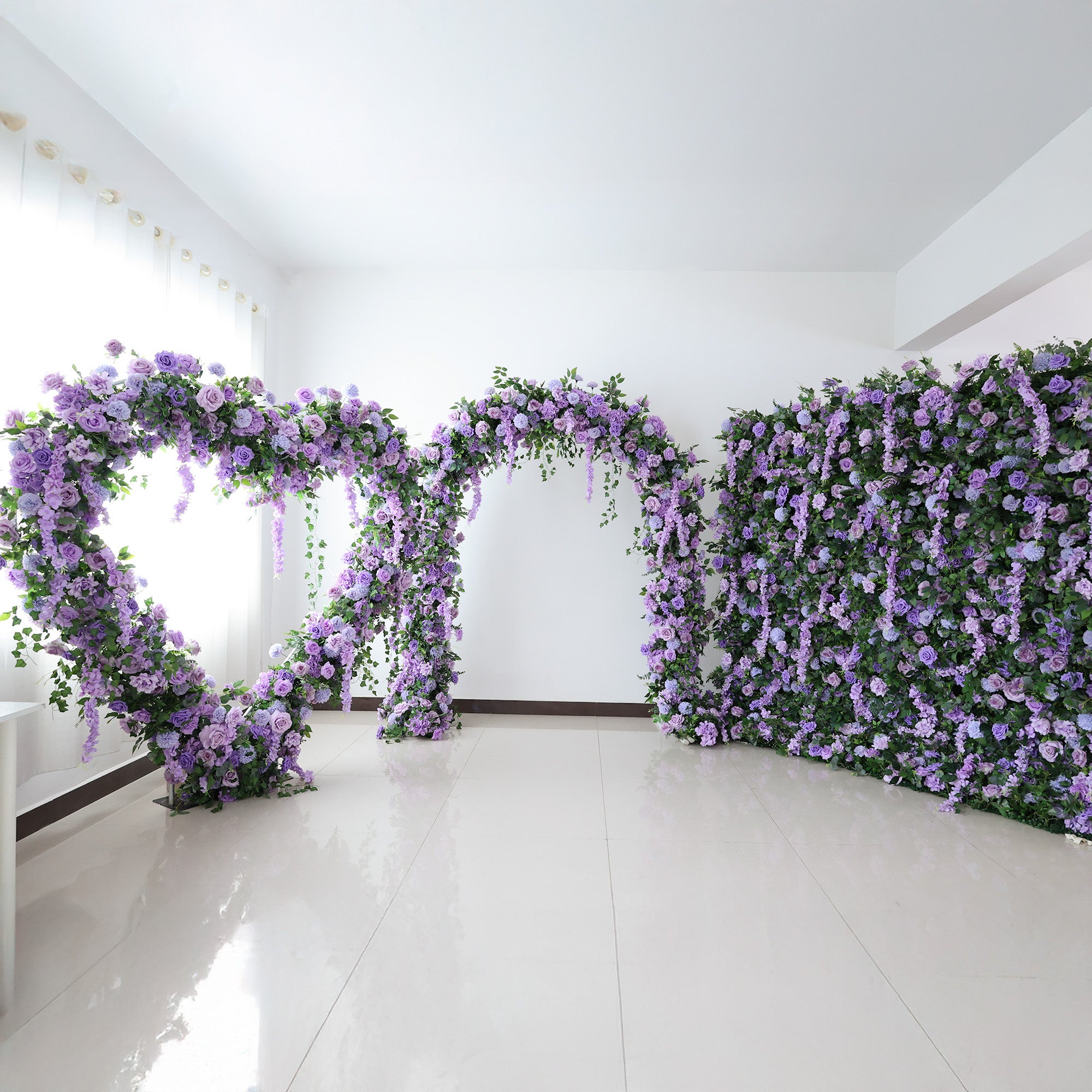 결혼식 및 파티 축하 장식을 위한 5D 핑크 로즈 롤업 꽃 벽 배경 VF-501