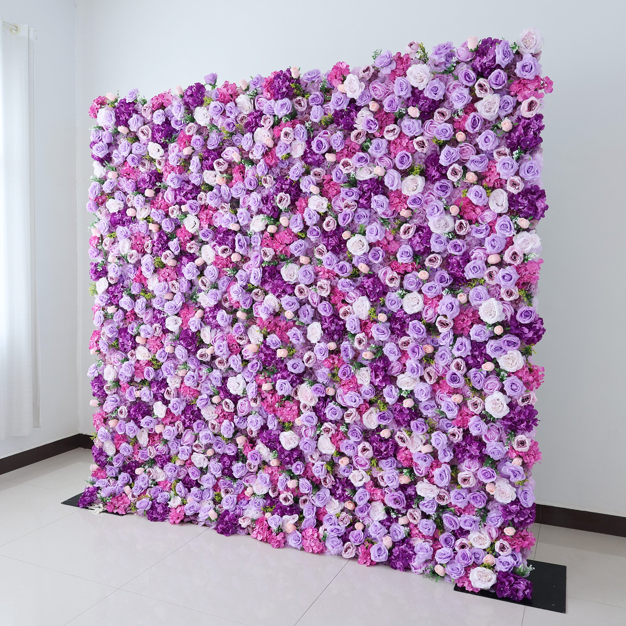 결혼식 및 파티 축하 장식을 위한 5D 핑크 로즈 롤업 꽃 벽 배경 VF-501
