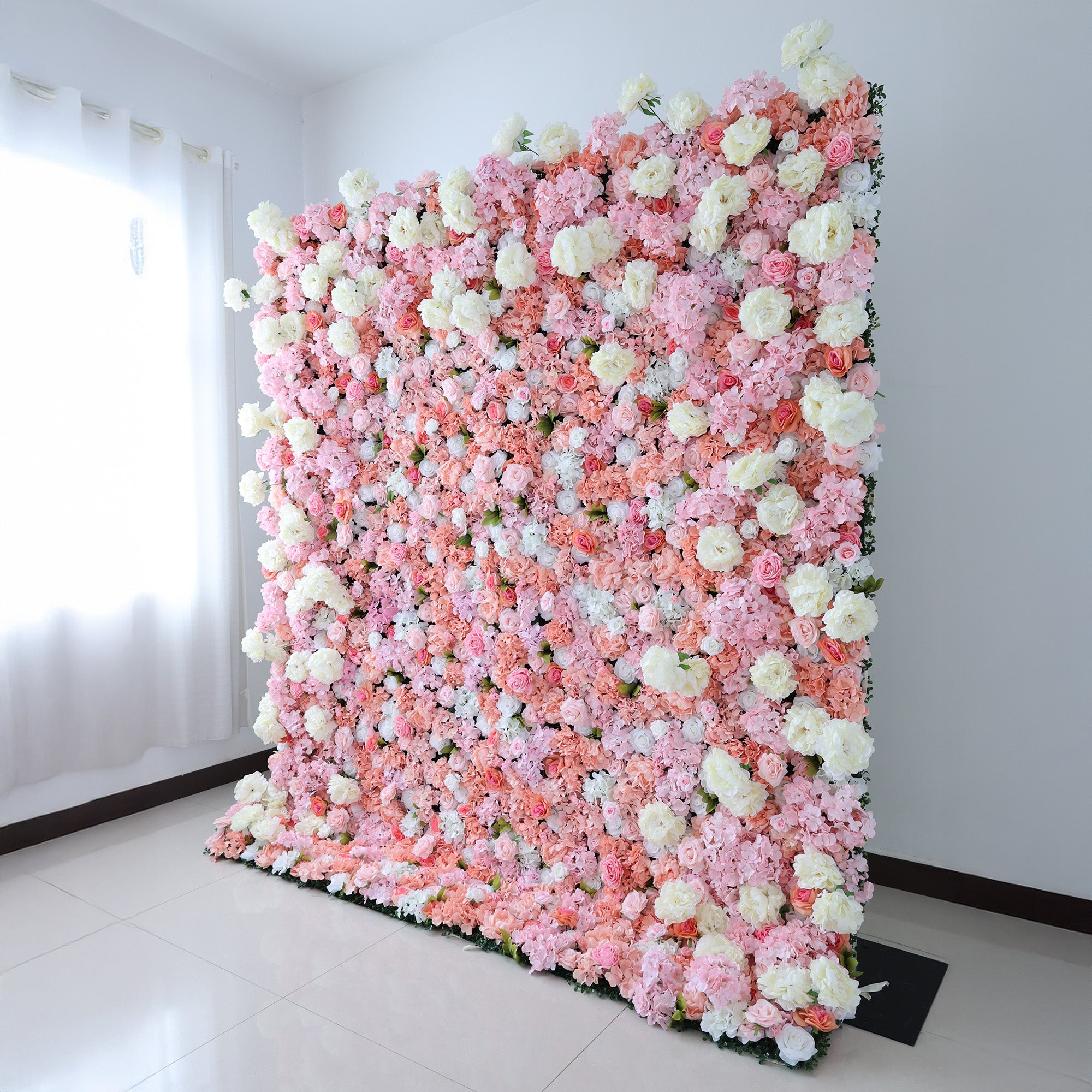 결혼식 및 파티 축하 장식을 위한 5D 핑크 로즈 롤업 꽃 벽 배경 VF-501