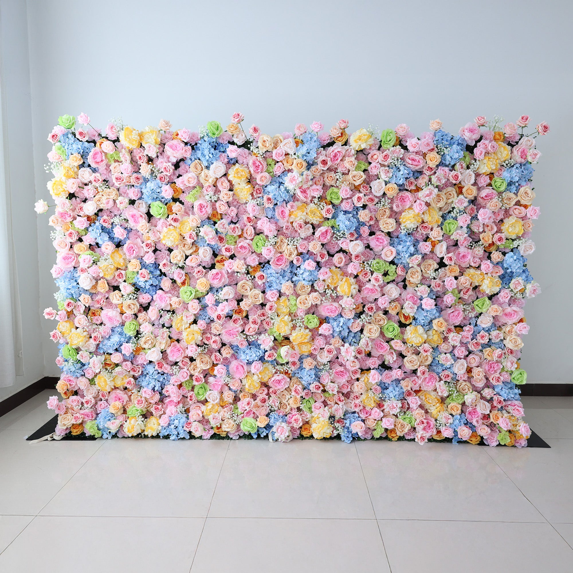 결혼식 및 파티 축하 장식을 위한 5D 핑크 로즈 롤업 꽃 벽 배경 VF-501