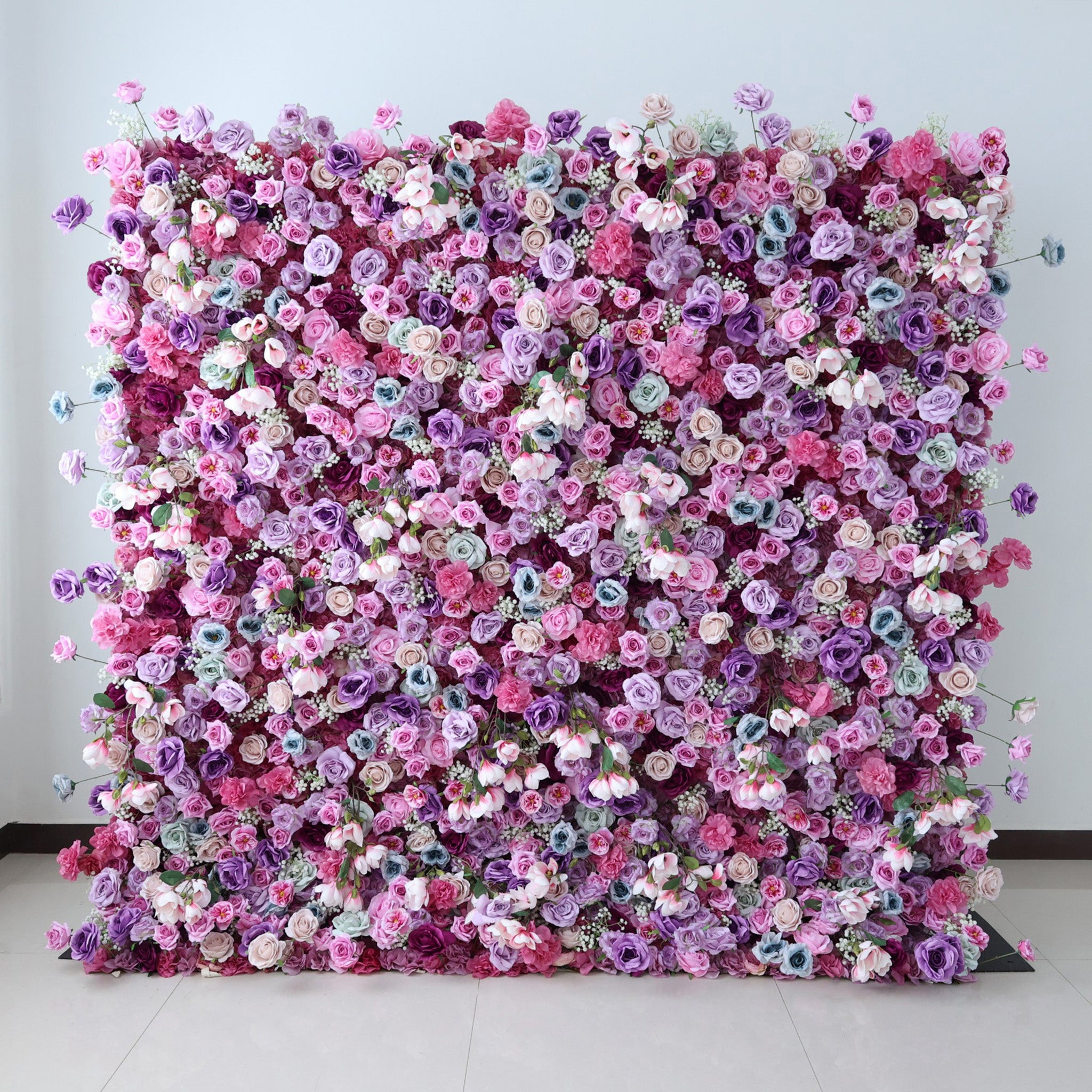 결혼식 및 파티 축하 장식을 위한 5D 핑크 로즈 롤업 꽃 벽 배경 VF-501