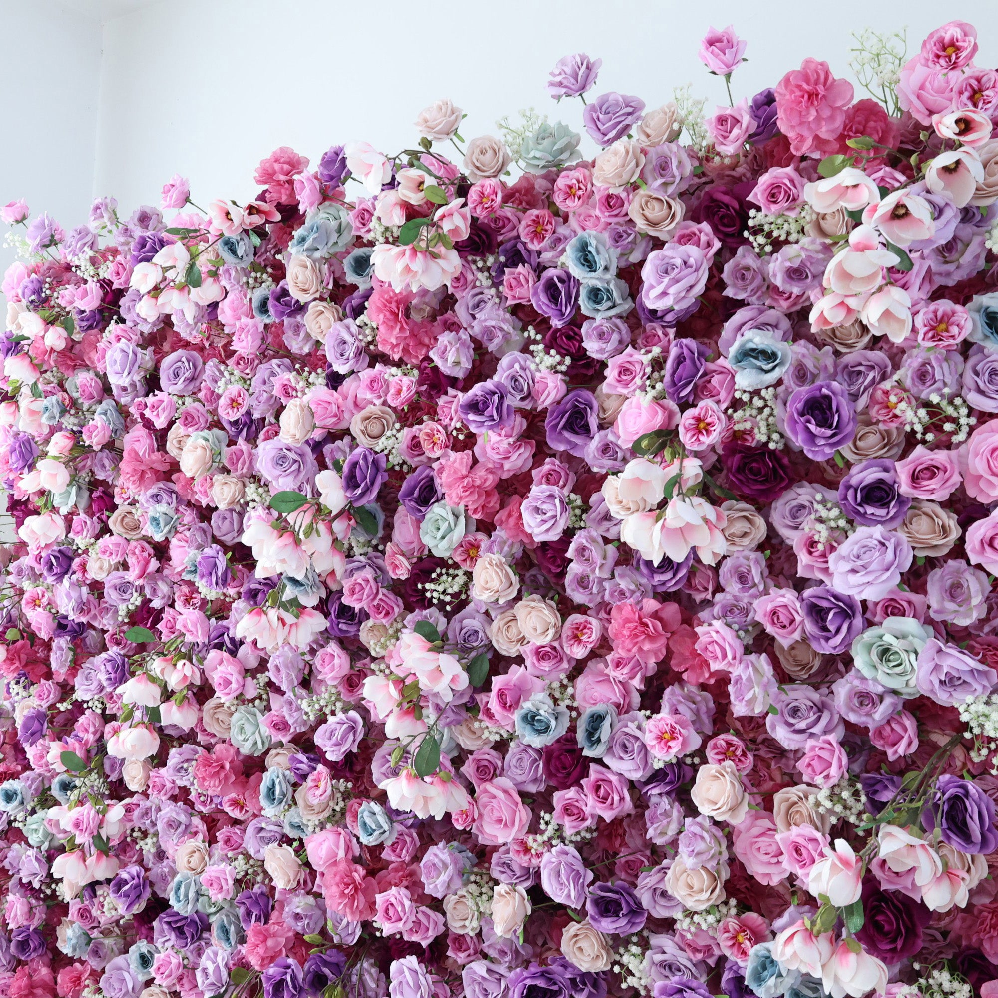 결혼식 및 파티 축하 장식을 위한 5D 핑크 로즈 롤업 꽃 벽 배경 VF-501