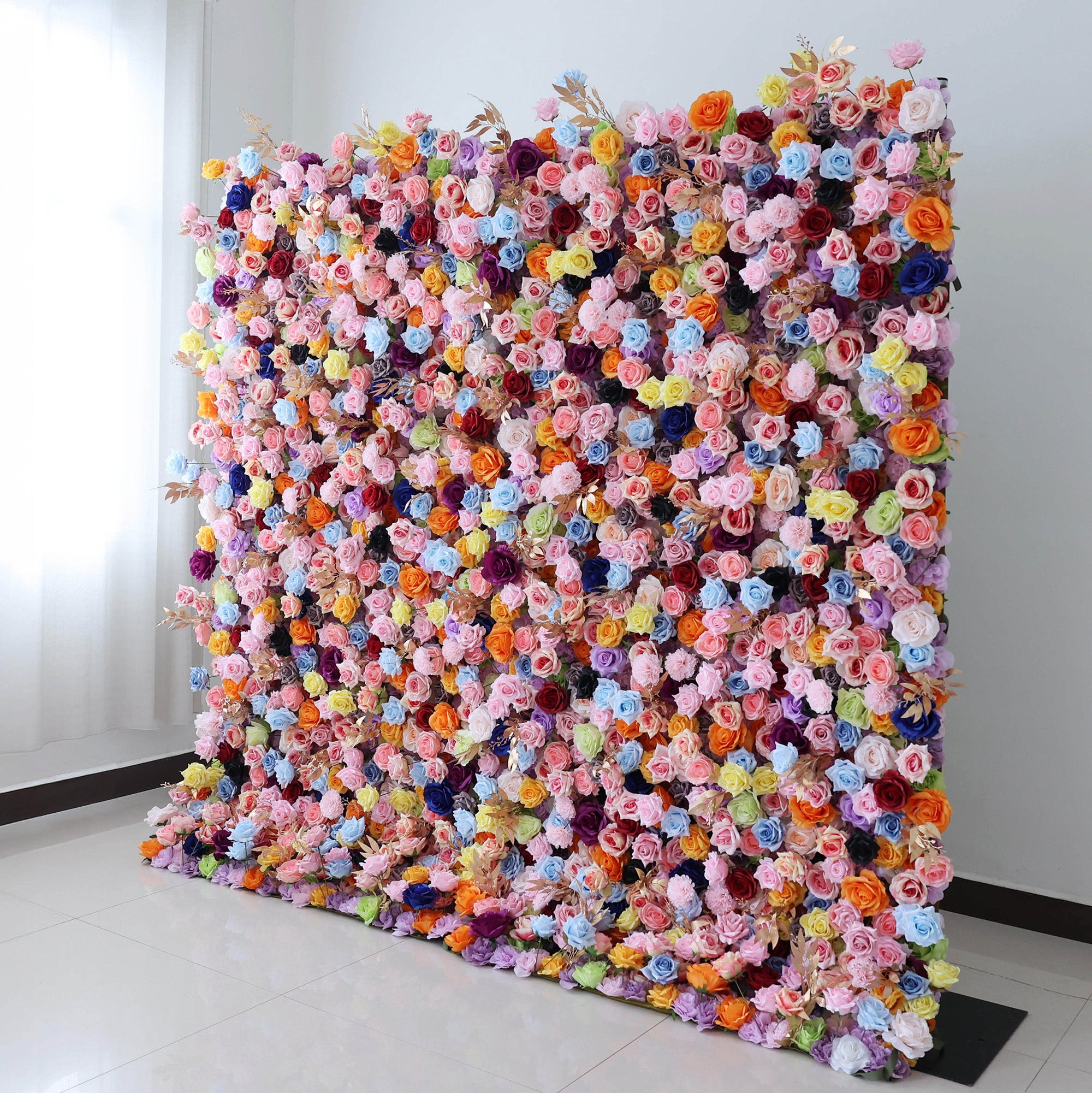 5Dピンクローズロールアップフラワーウォールバックドロップ 結婚式&パーティーセレブレーションデコ VF-501