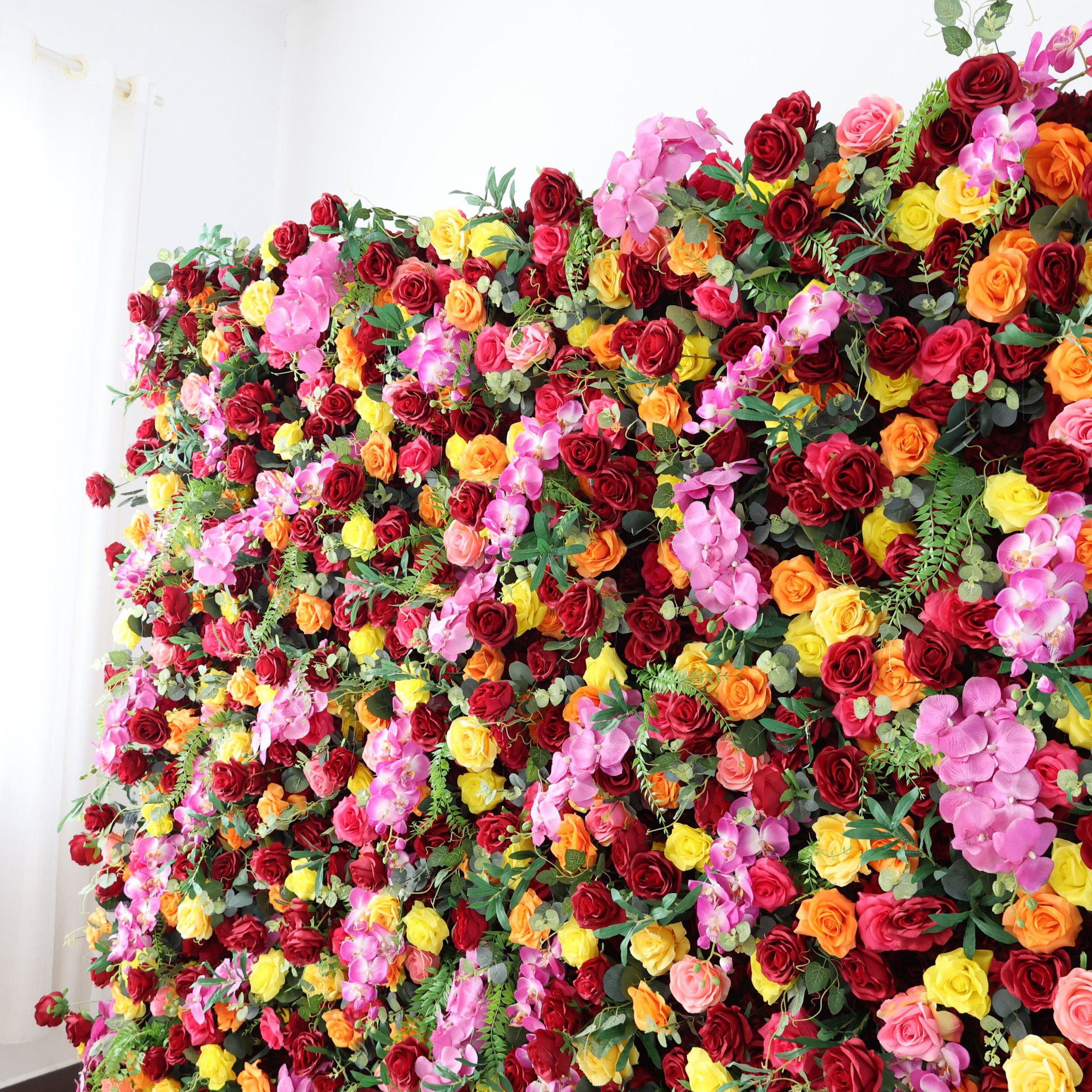 5Dピンクローズロールアップフラワーウォールバックドロップ 結婚式&パーティーセレブレーションデコ VF-501