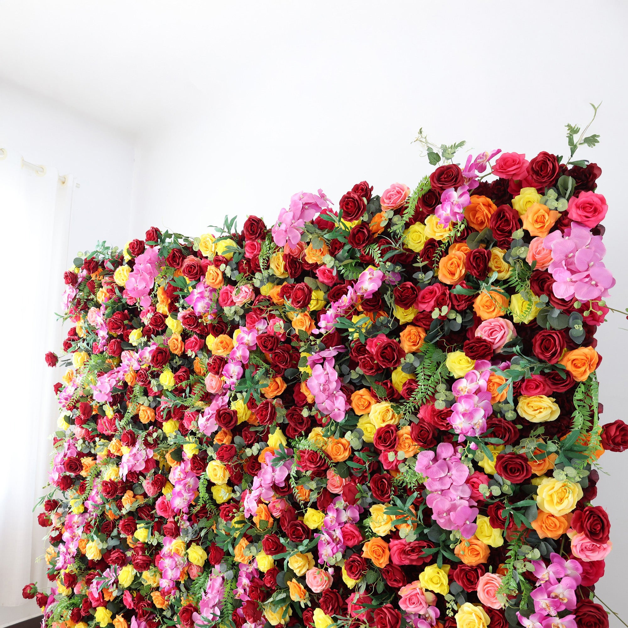 결혼식 및 파티 축하 장식을 위한 5D 핑크 로즈 롤업 꽃 벽 배경 VF-501