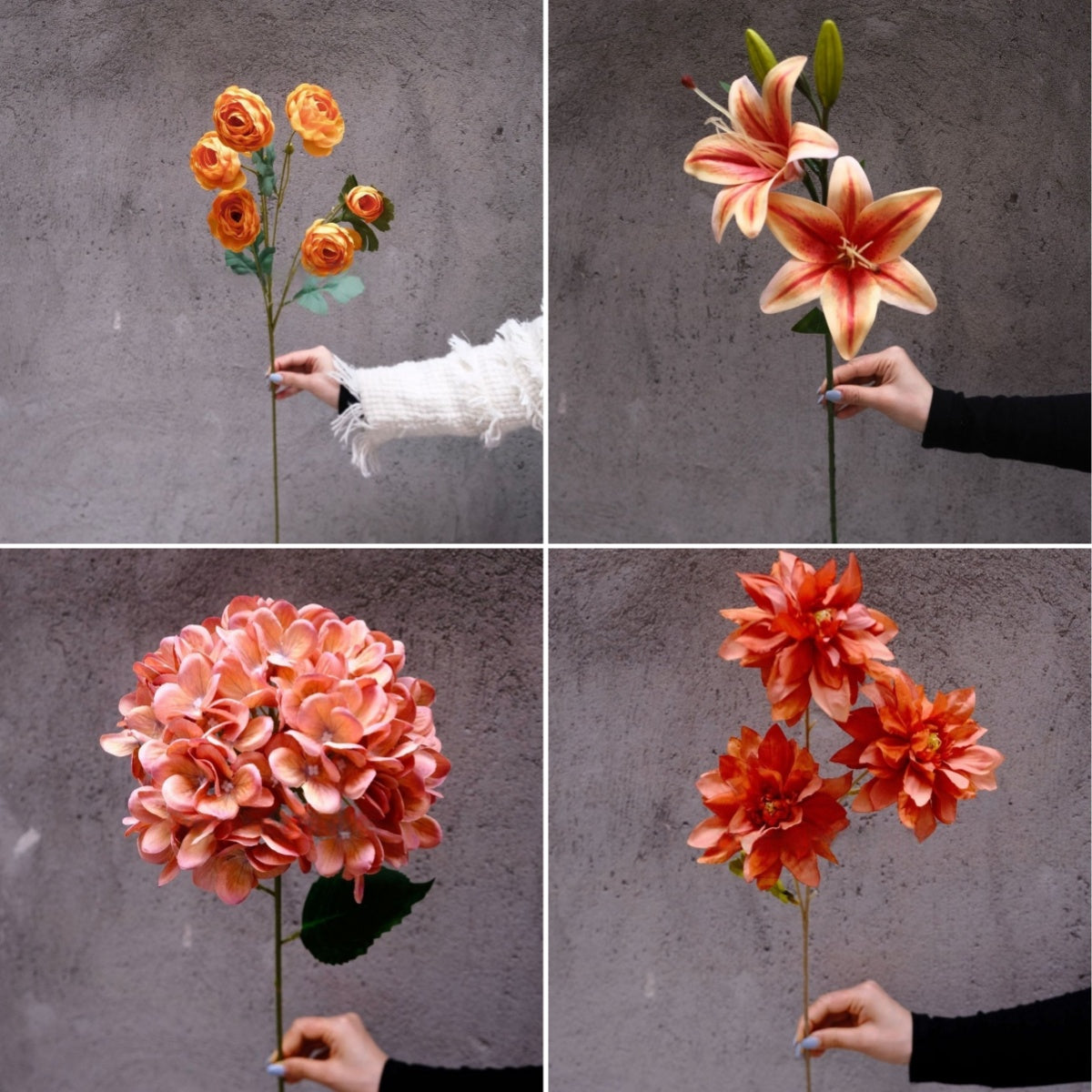 Sunset Orange Artificial Flower Stem | Statement Bloom for Modern Vases FS-1014B