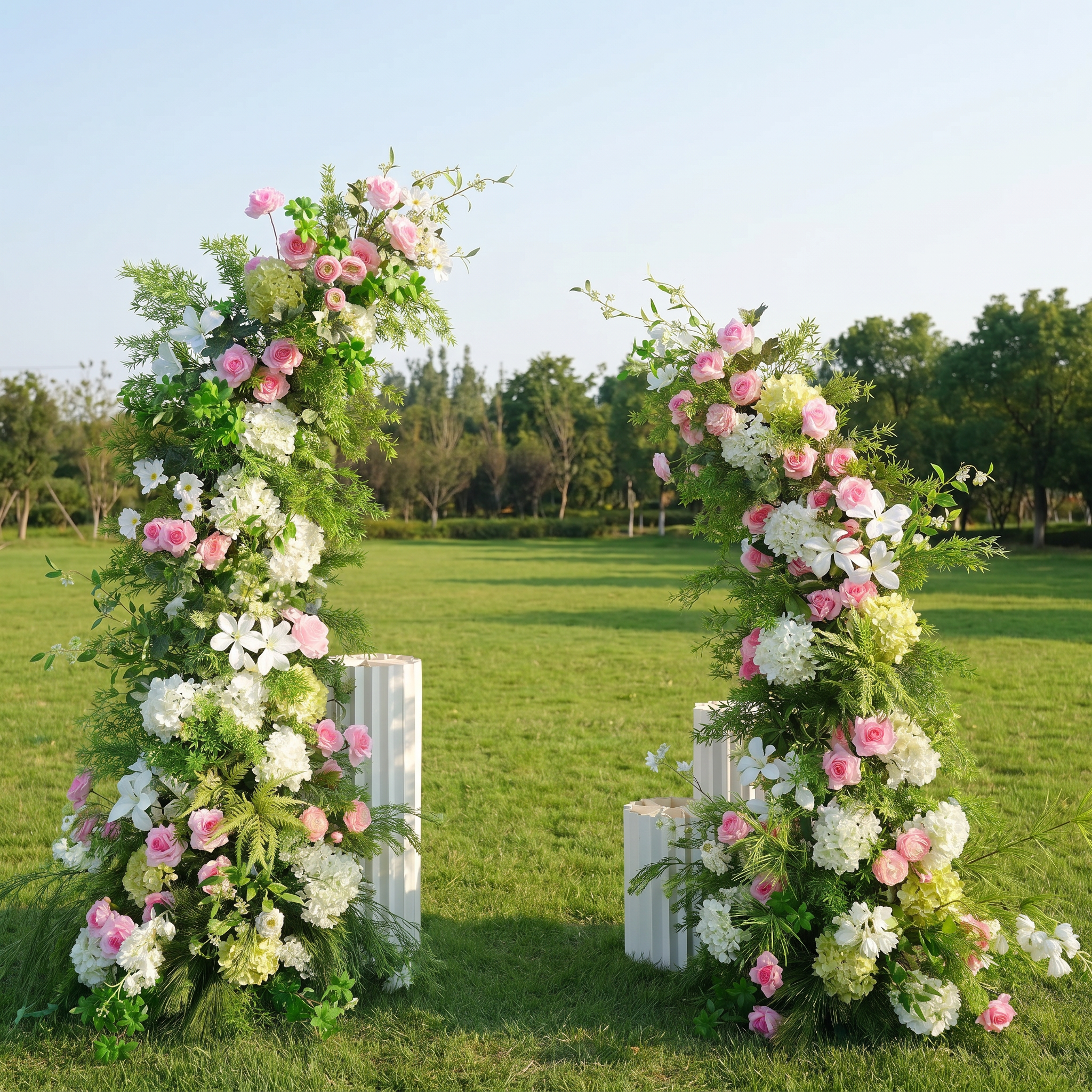 Arco de Cuerno Rosa Romántico Valar, Fondo Floral Artificial, Decoración para Propuestas y Ceremonias de Boda, Prop Elegante para Fotografía de Eventos VA-341