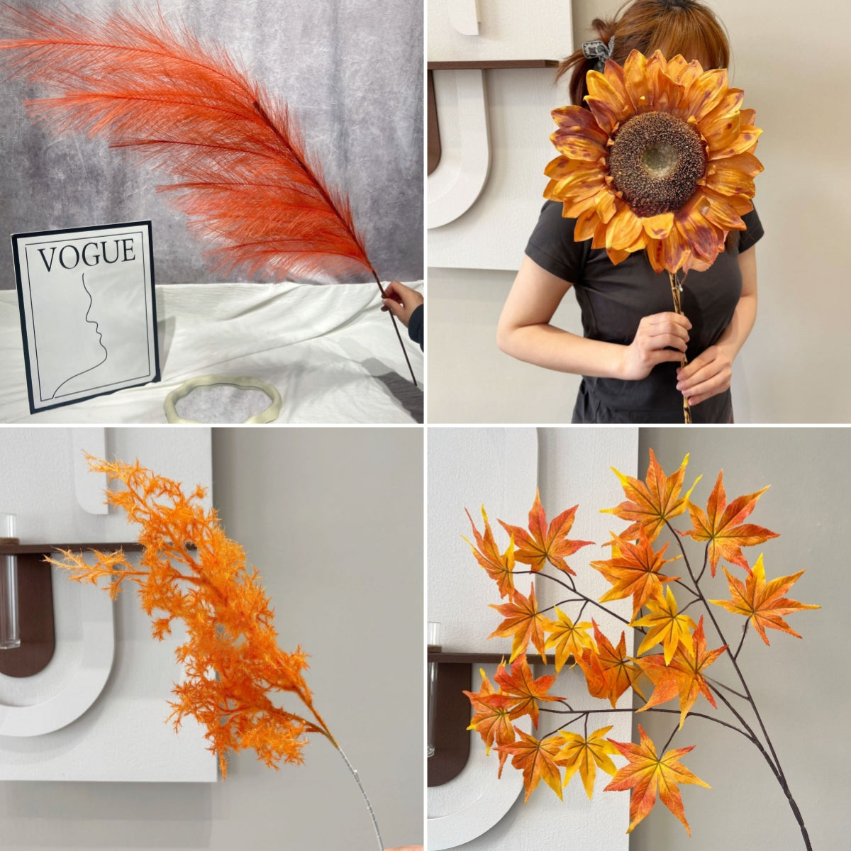 Single Stem Faux Flower in Autumn Orange | Perfect Accent for Home or Event Decor FS-1011C
