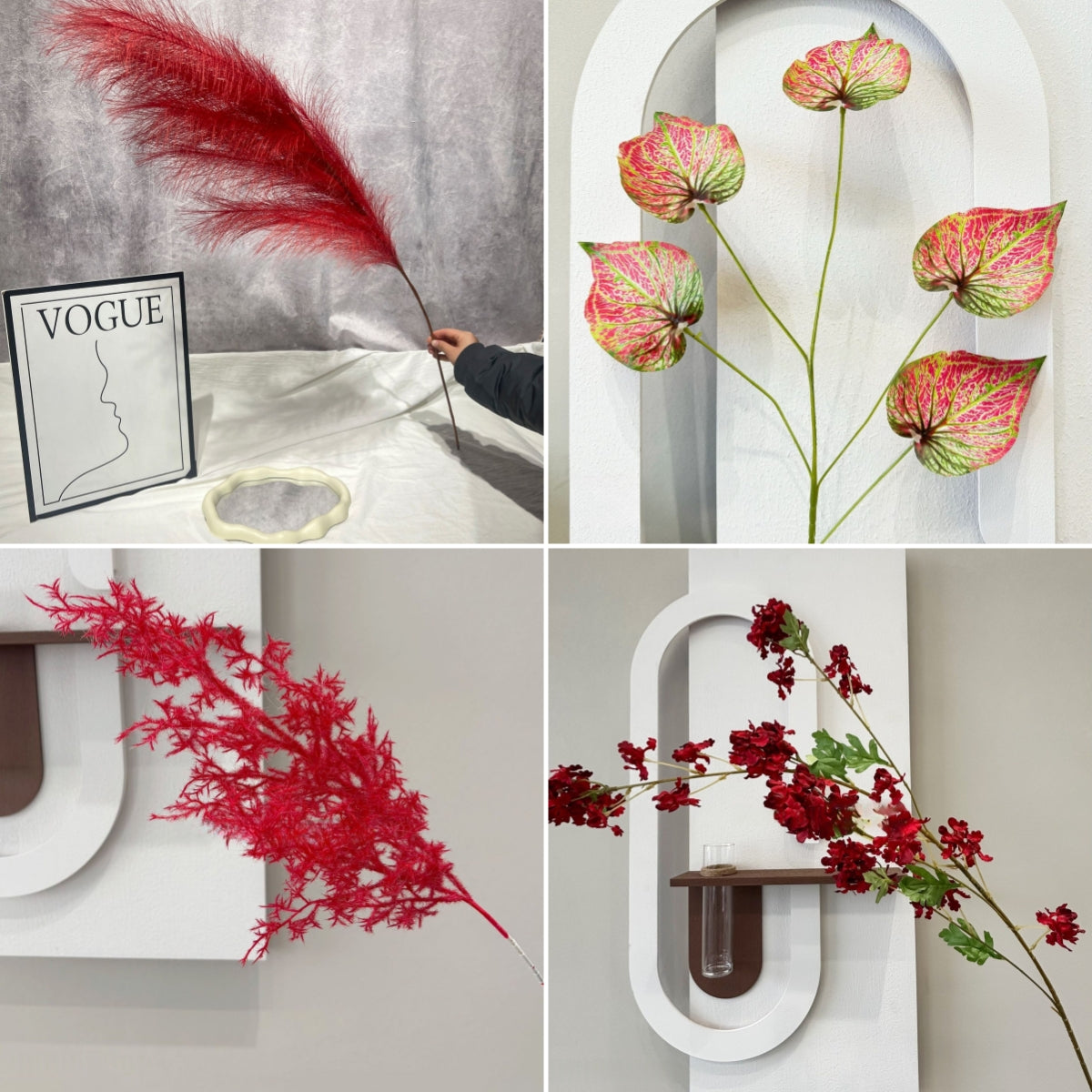 Single Stem Faux Flower in Burgundy | Statement Piece for Home Decor FS-1007C