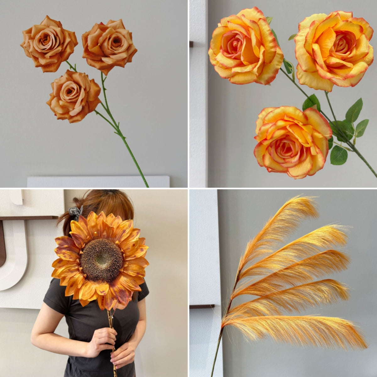 Single Stem Silk Flower in Autumn Orange | Perfect Accent for Seasonal Styling FS-1012C