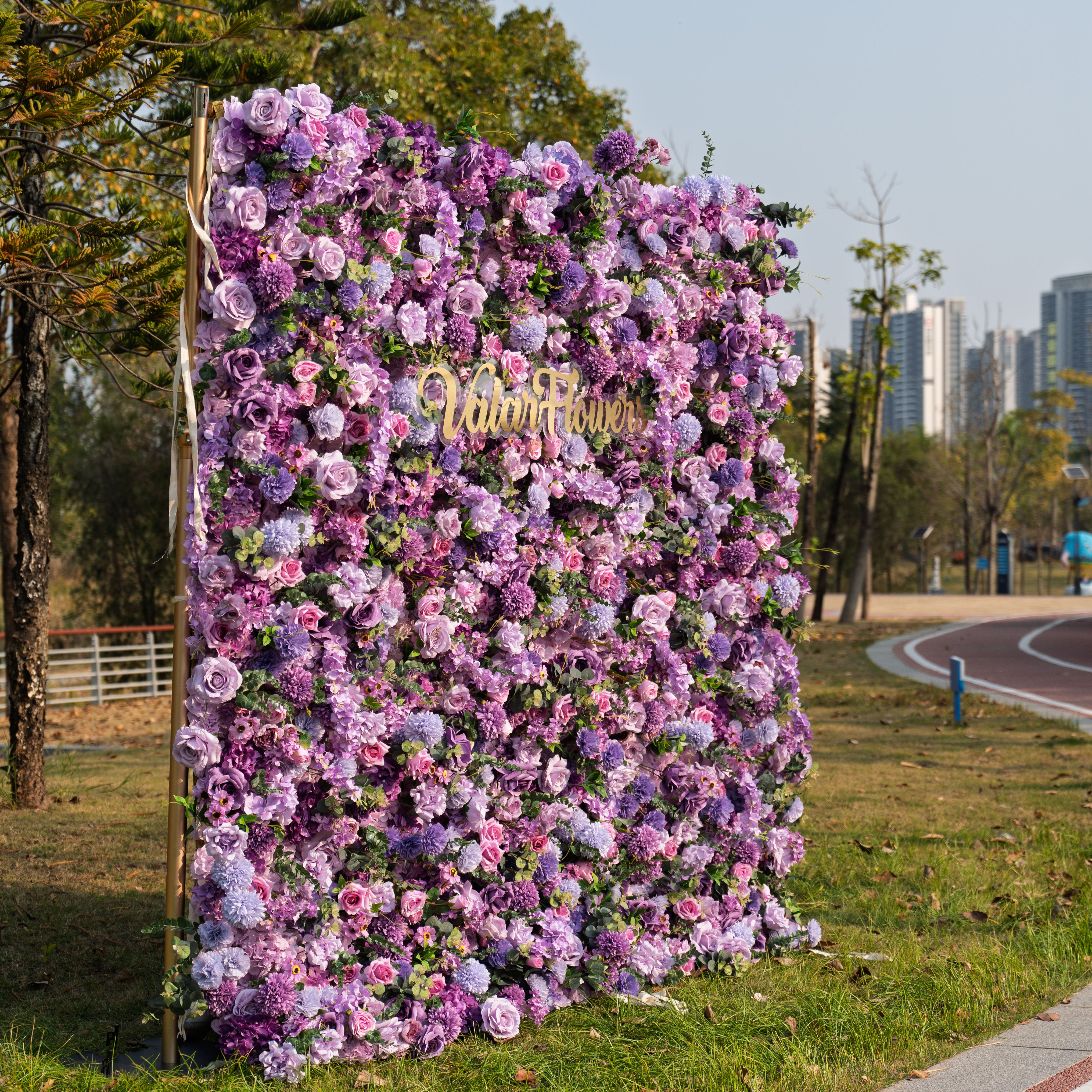 Fleurs Valar enroulables en tissu, mur de fleurs violettes artificielles, toile de fond de mariage, décor de fête florale, photographie d'événement-VF-192