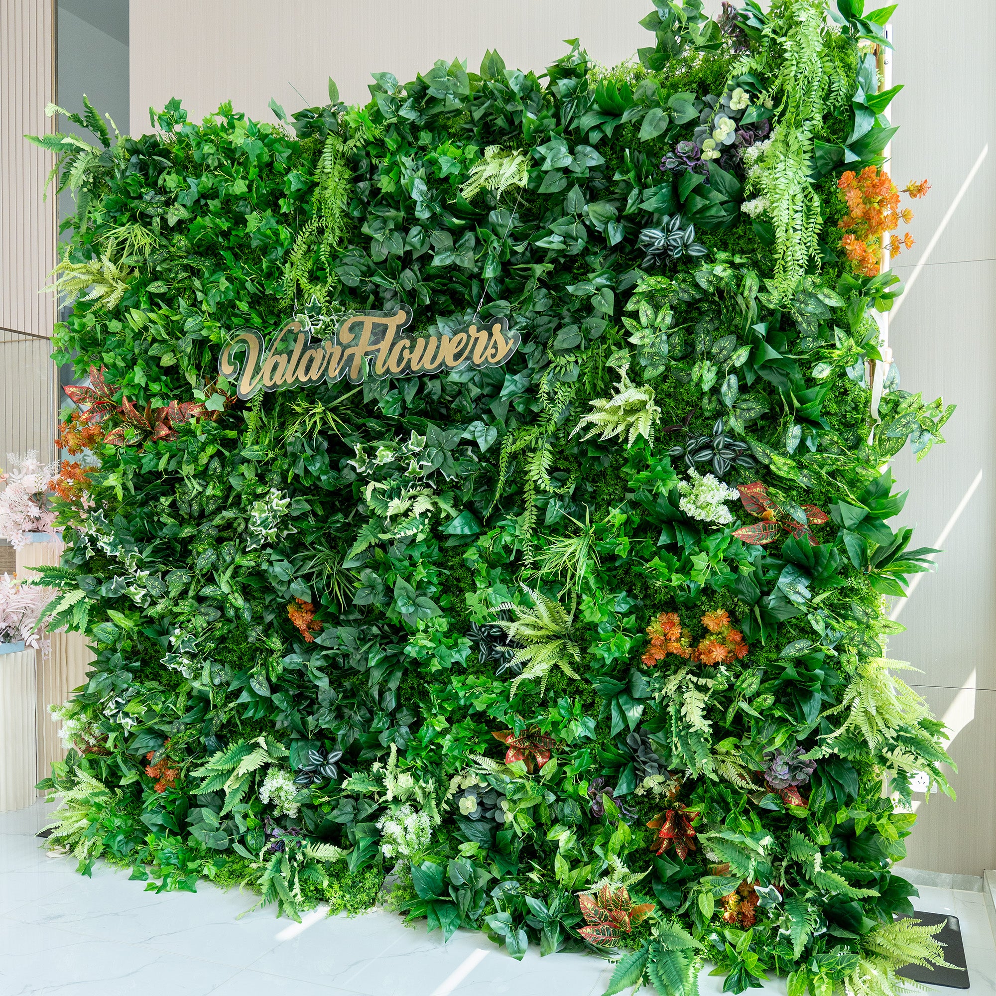 Valar 꽃 롤 패브릭 인공 생생한 녹색 잔디 벽 웨딩 배경, 꽃 파티 장식, 이벤트 사진-VF-426
