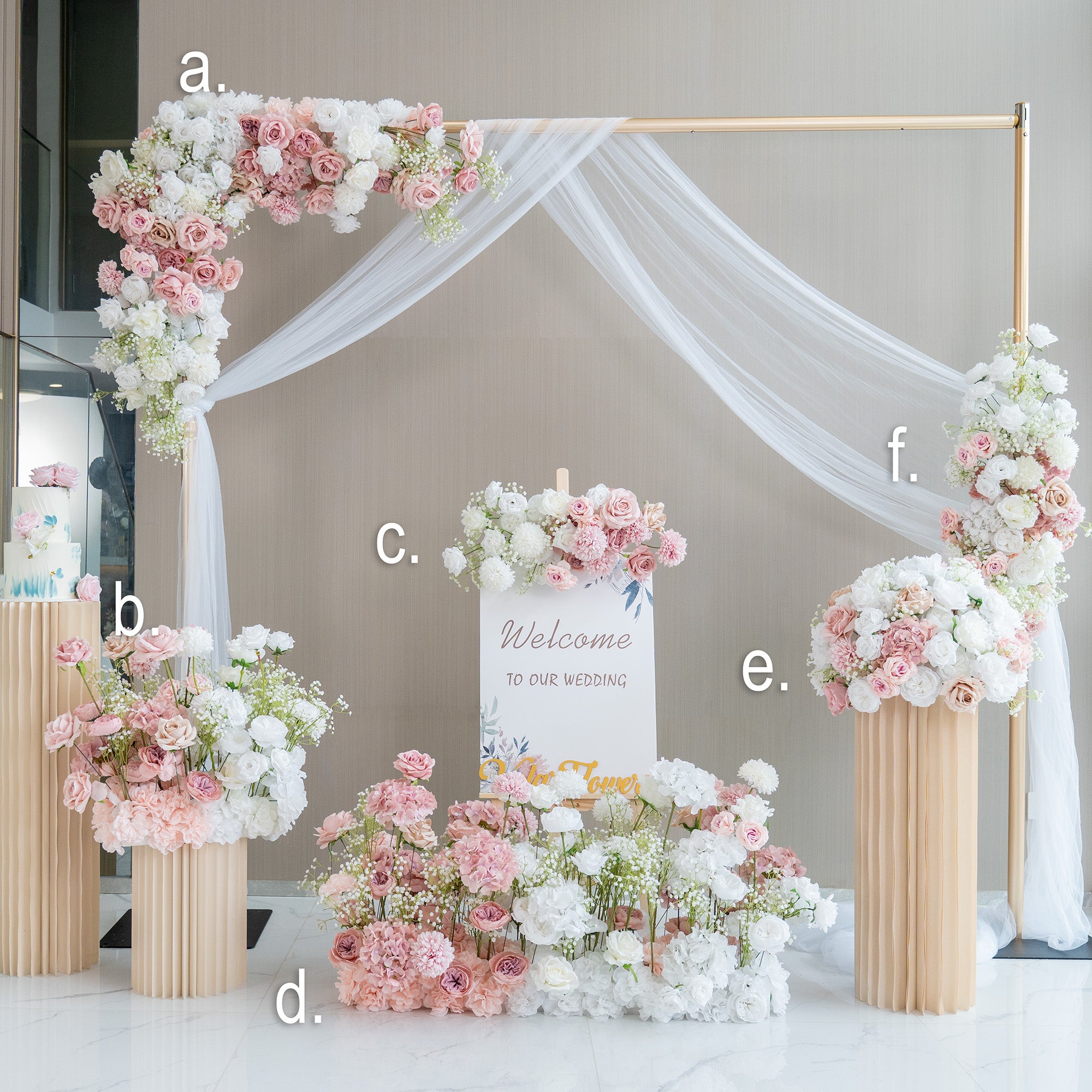 Luxury Wedding Flower Arrangement Set – Artificial Floral Backdrop, Welcome Sign Flowers & Table Decorations for Elegant Wedding Decor VF-418-3