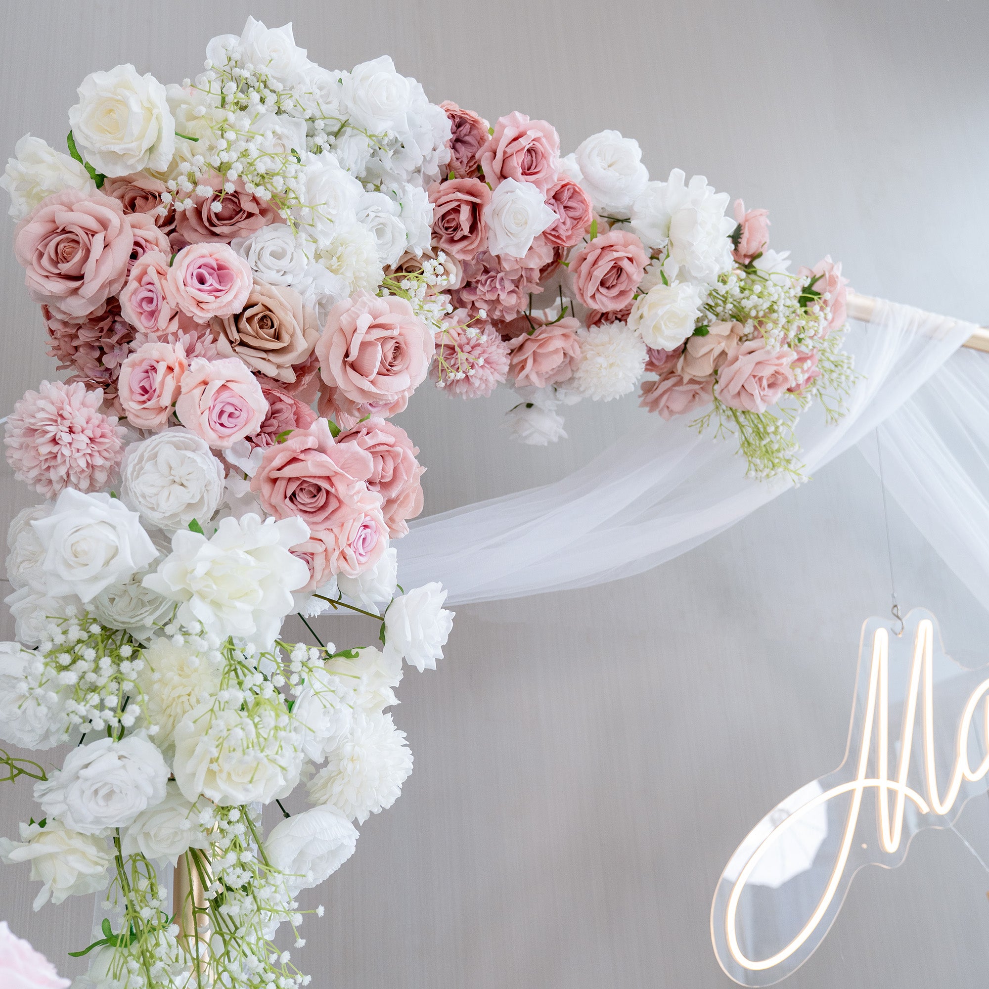 Luxury Wedding Flower Arrangement Set – Artificial Floral Backdrop, Welcome Sign Flowers & Table Decorations for Elegant Wedding Decor VF-418-3