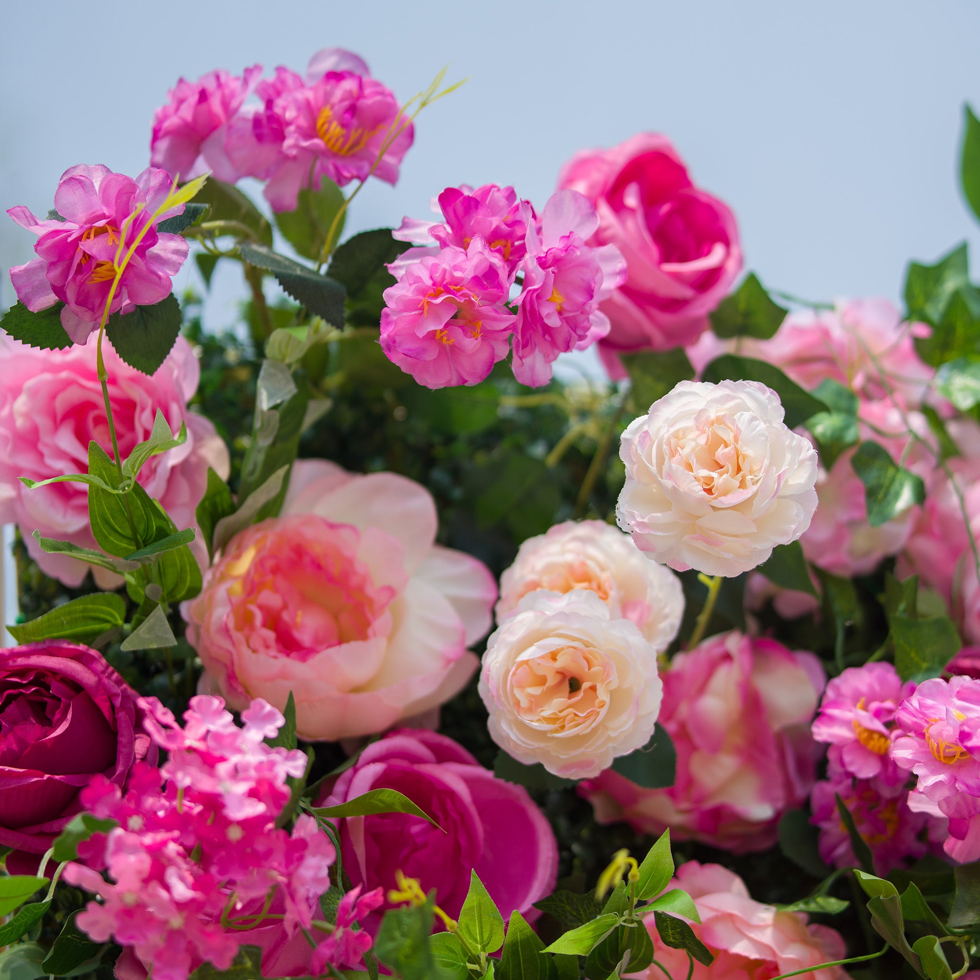 バラーフラワーロールアップファブリック人工花壁結婚式バックドロップ、フローラルパーティーデコレーション、イベントフォトグラフィー-VF-325